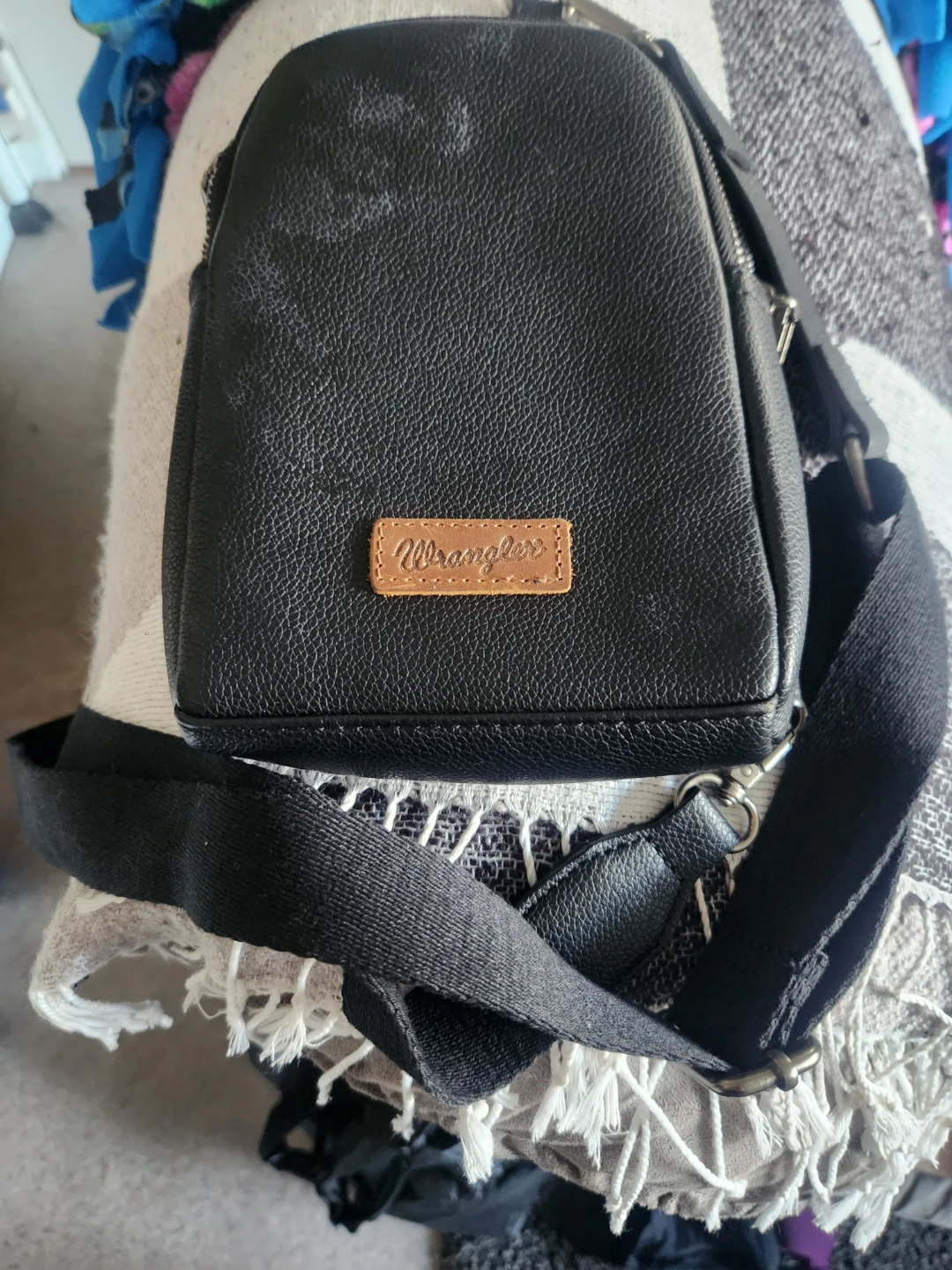 Wrangler Black Faux Leather Sling Bag
