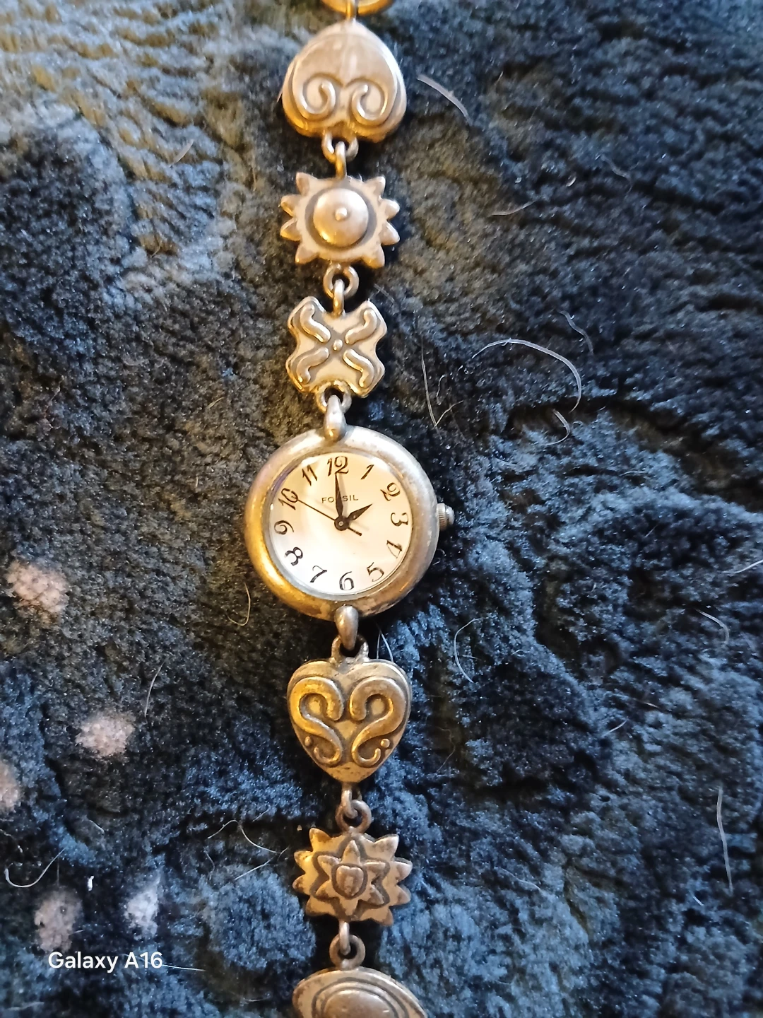 Fossil Women's Charm Watch Silver Tone Heart and Flower Accents