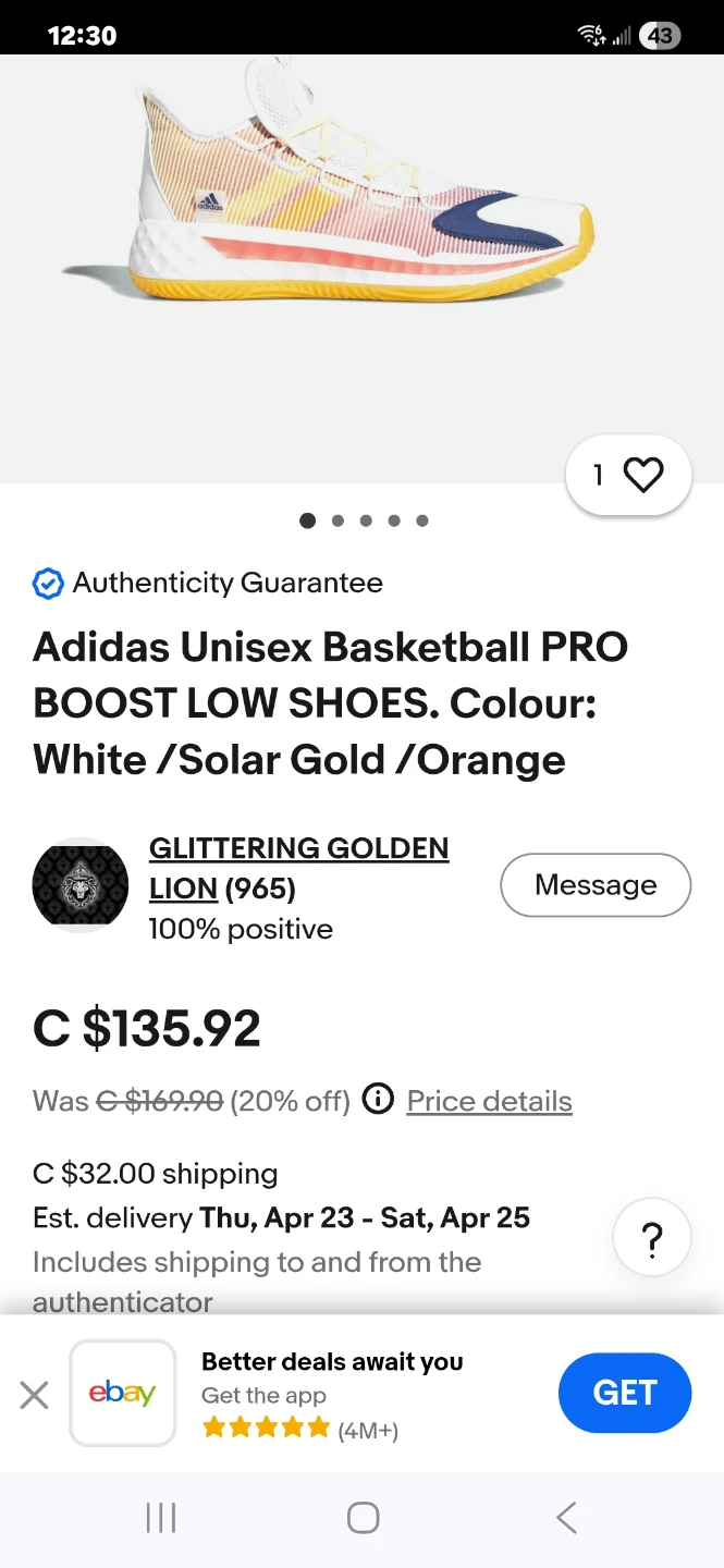 Adidas Unisex Pro Boost Low Shoes White/Solar Gold/Orange - photo 5