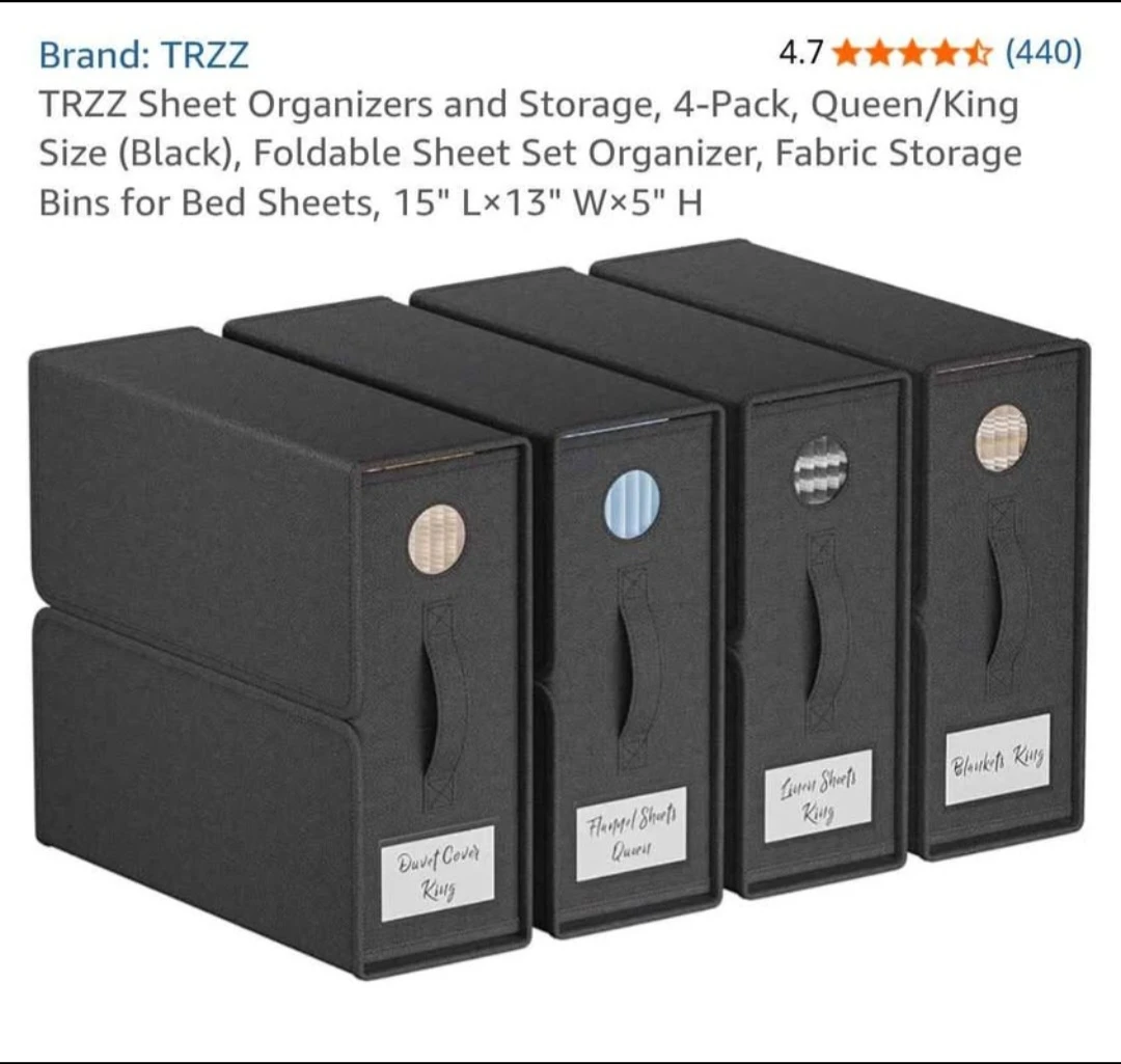 TRZZ Sheet Organizers and Storage, 4-Pack, Queen/King Size ...