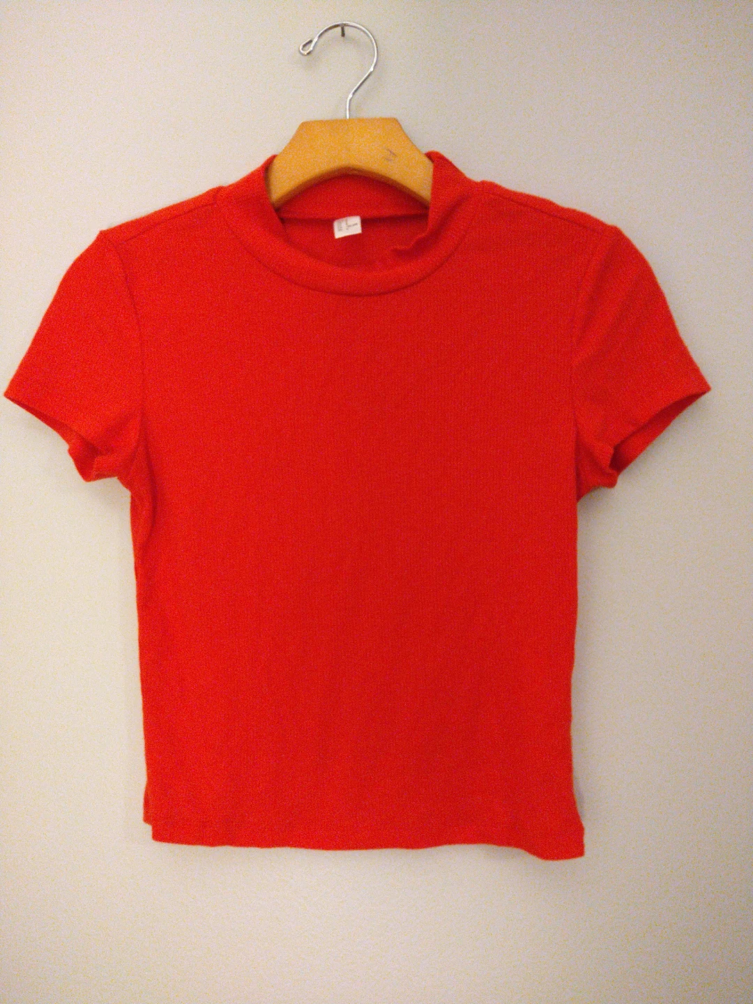 Women’s Mock Neck Slim Fit Knit Blood Orange Crop Top Small - photo 3