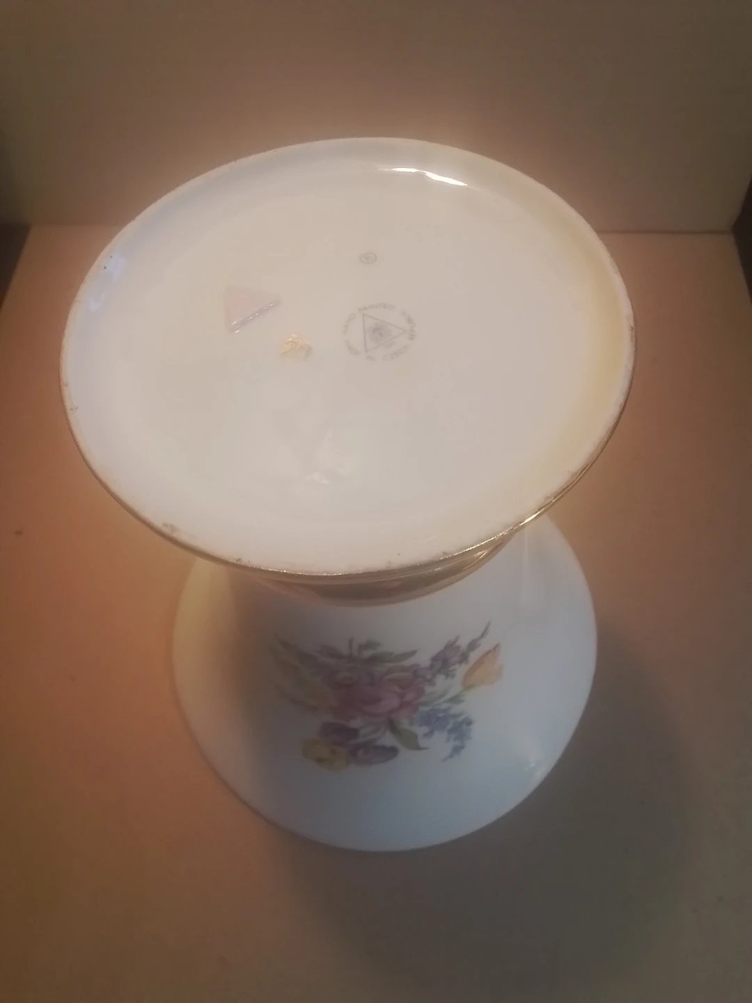 Vintage Royal Dux Bohemian Hand Painted Porcelain Trumpet Vase - photo 5