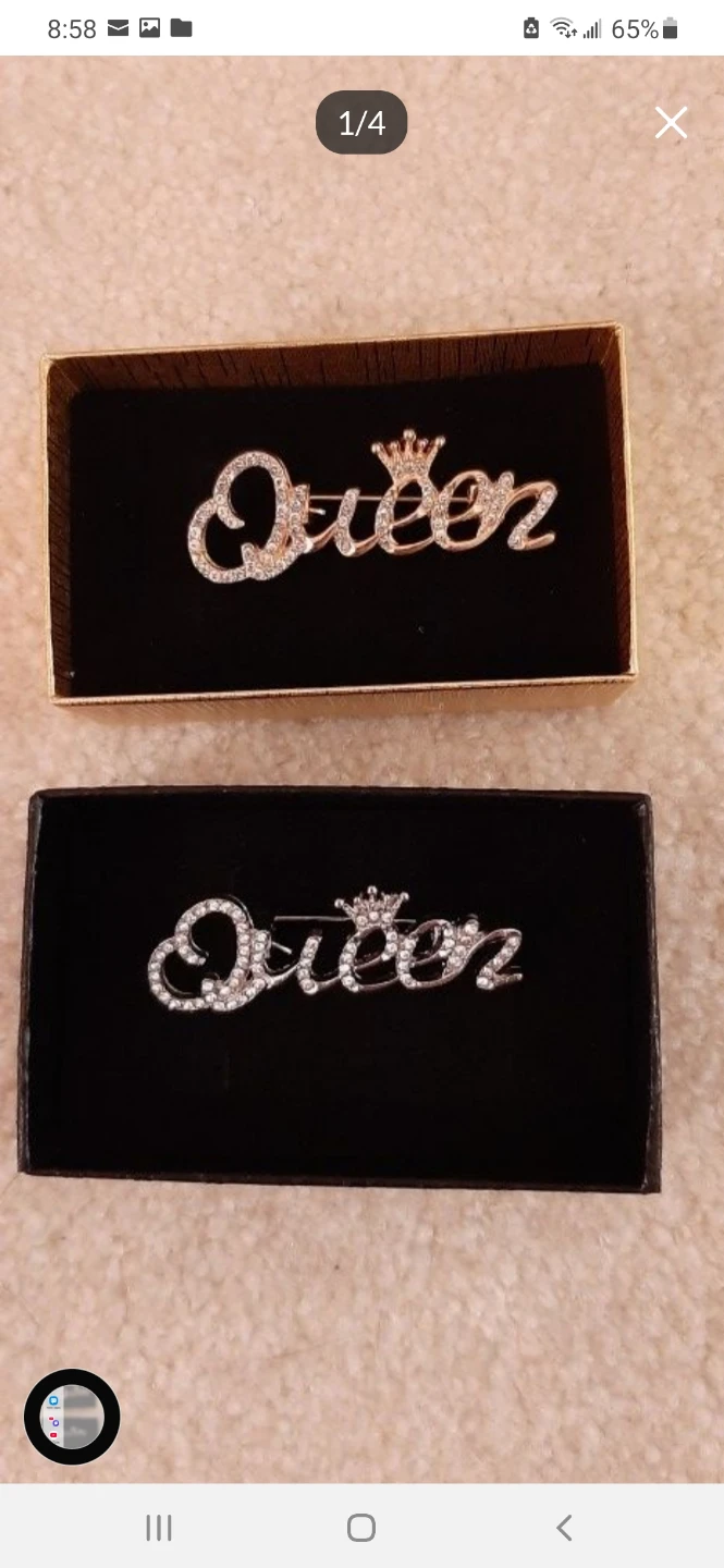 Queen Brooch Set -Gold & Silver Tone Rhinestone