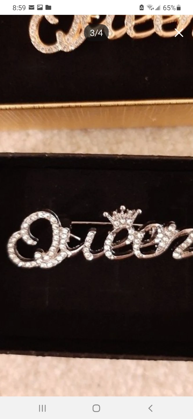 Queen Brooch Set -Gold & Silver Tone Rhinestone - photo 3