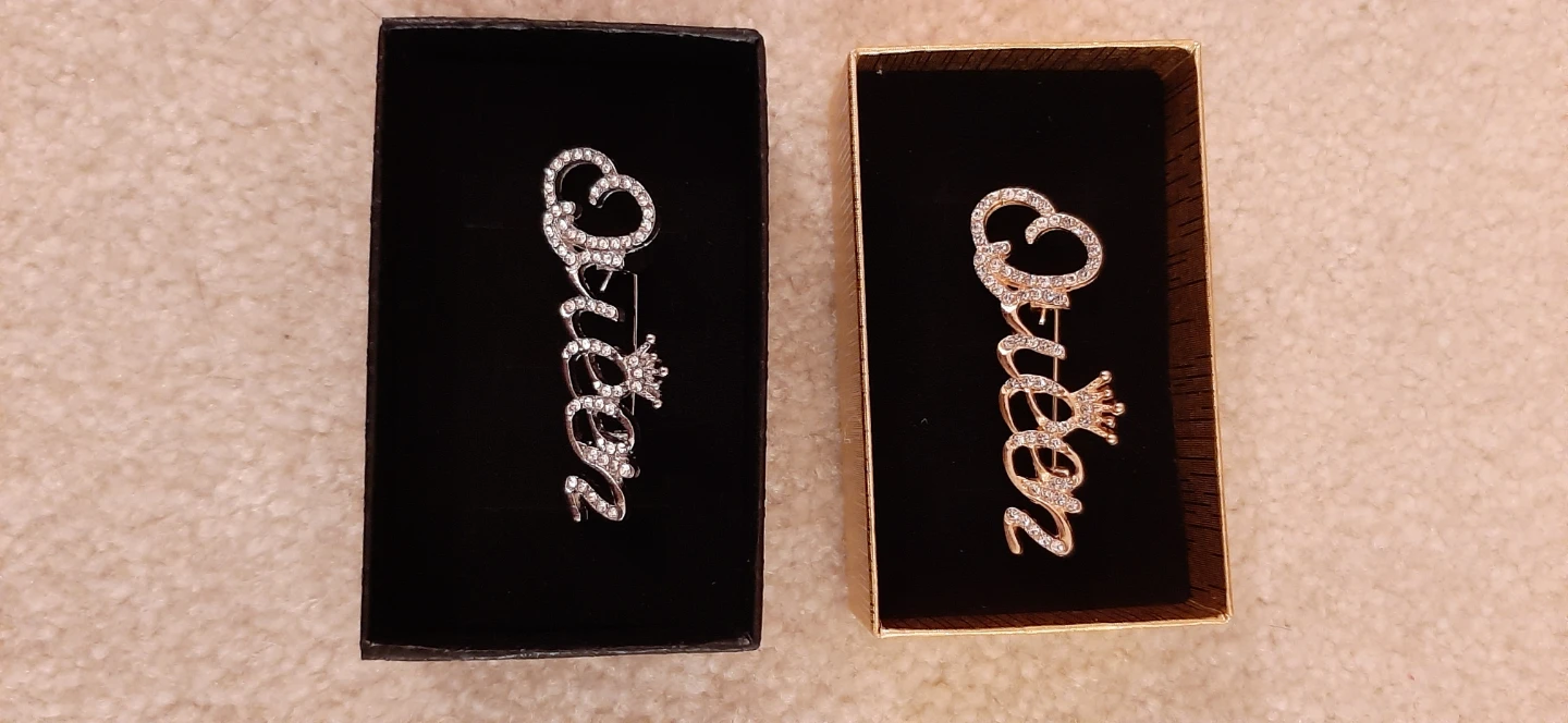 Queen Brooch Set -Gold & Silver Tone Rhinestone - photo 4