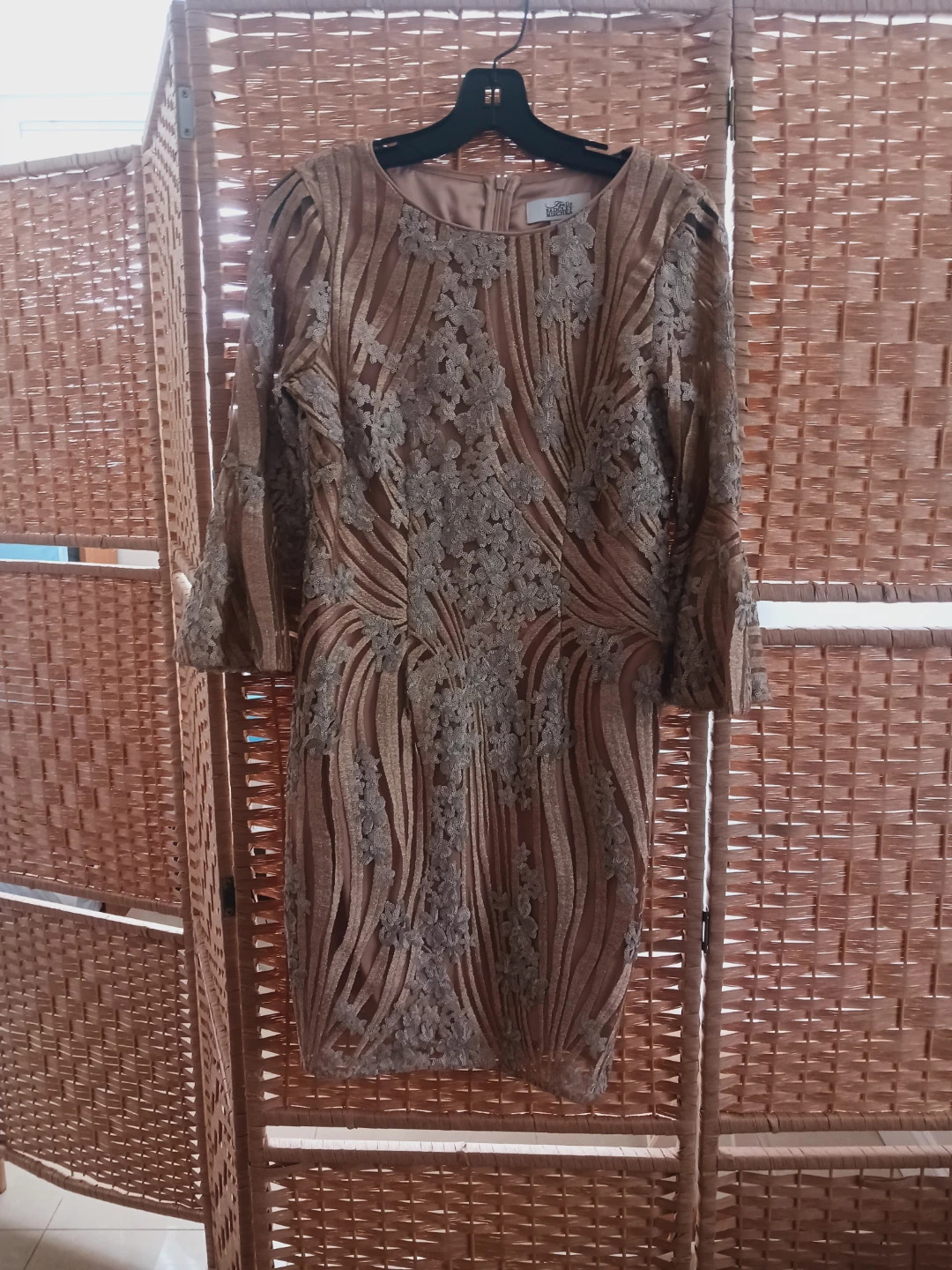Belle Badgley Mischka Lace Trim Sheath Dress