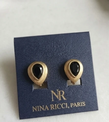 Nina Ricci Clip-On Earrings with Black Gemstone