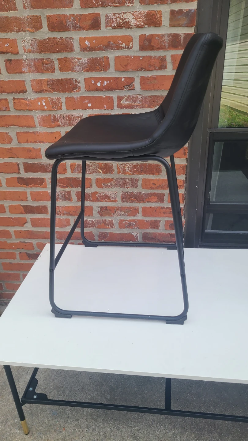 Black Faux Leather Bar Stool - photo 3