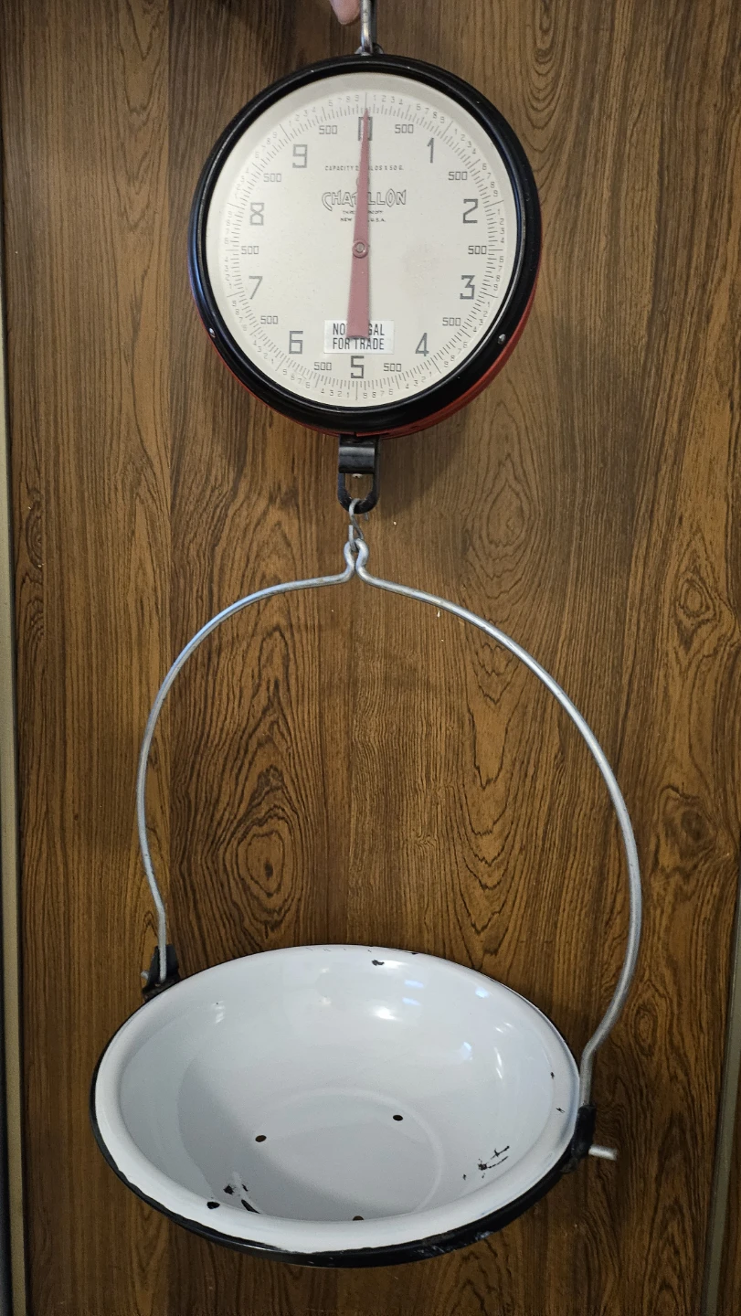 Chatillon Hanging Scale with Enamel Bowl