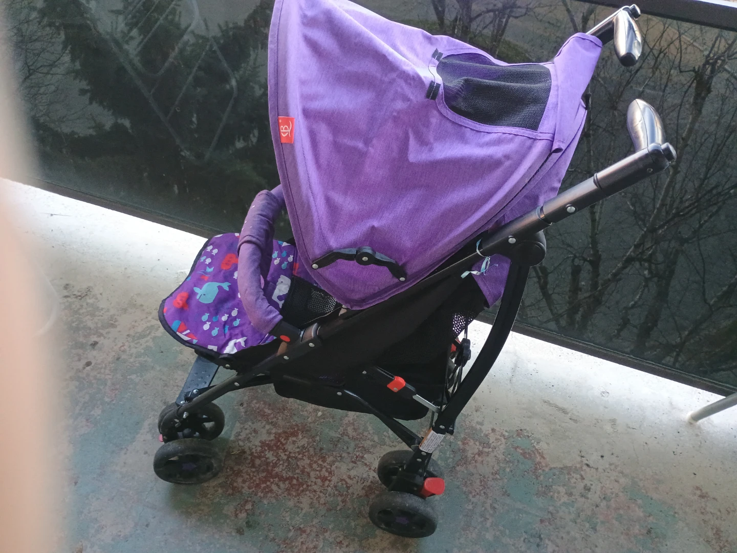 Purple Stroller with Fish Pattern - photo 3