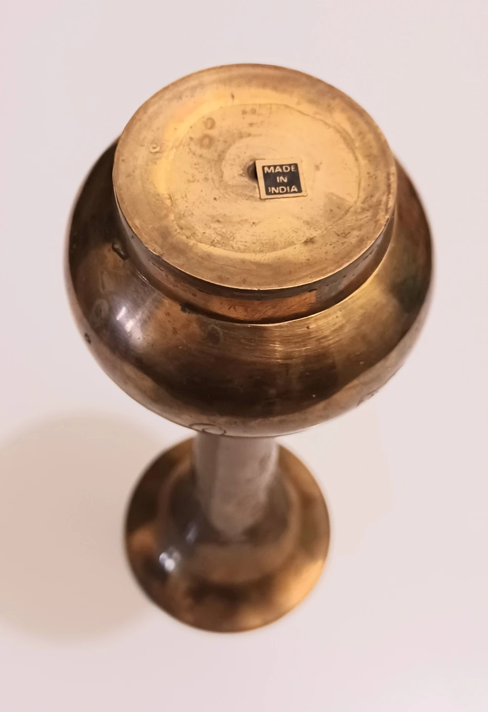 Vtg Etched Brass Table Vase - photo 3