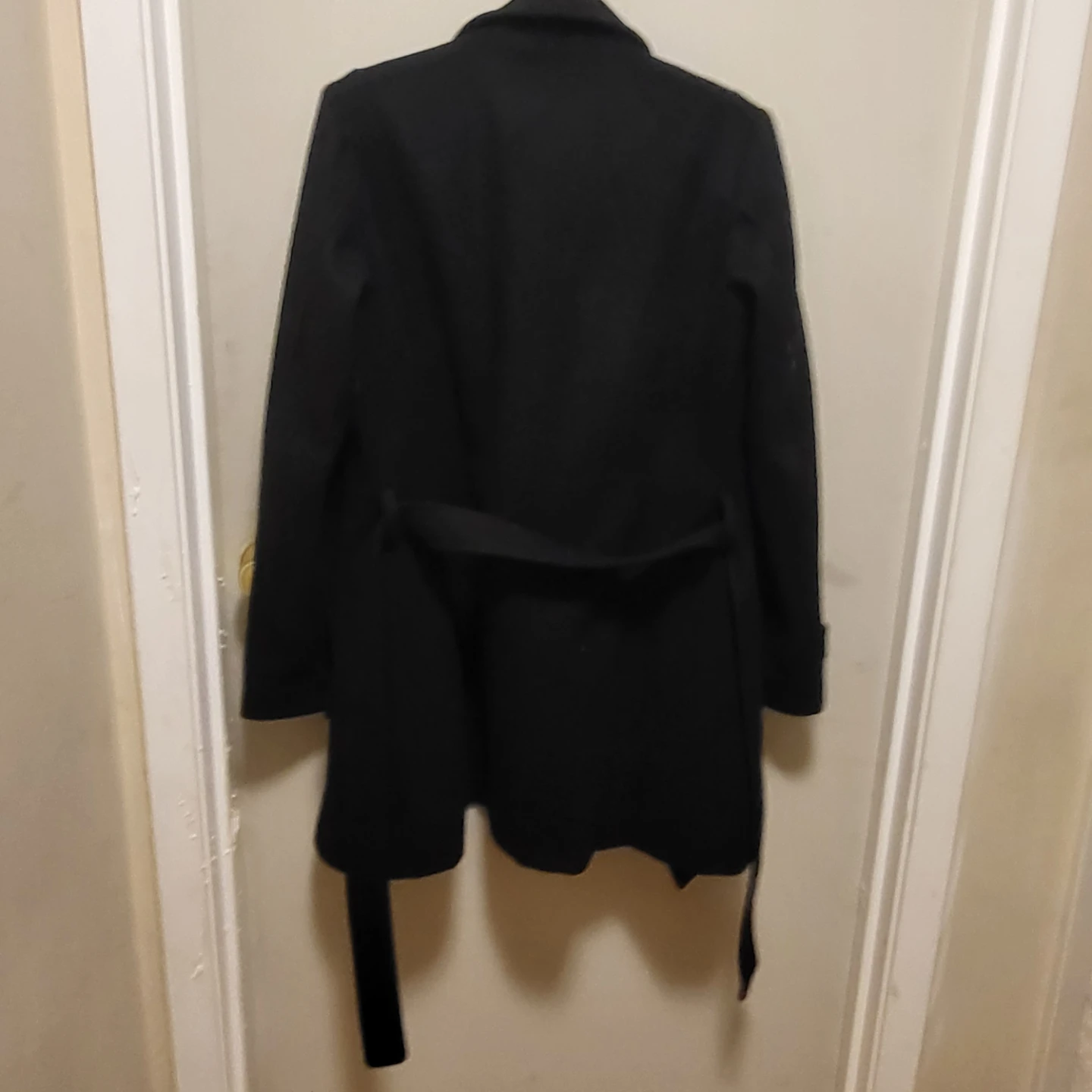 Old Navy Black Wool Blend Black Trench Coat Like New Size S - photo 2