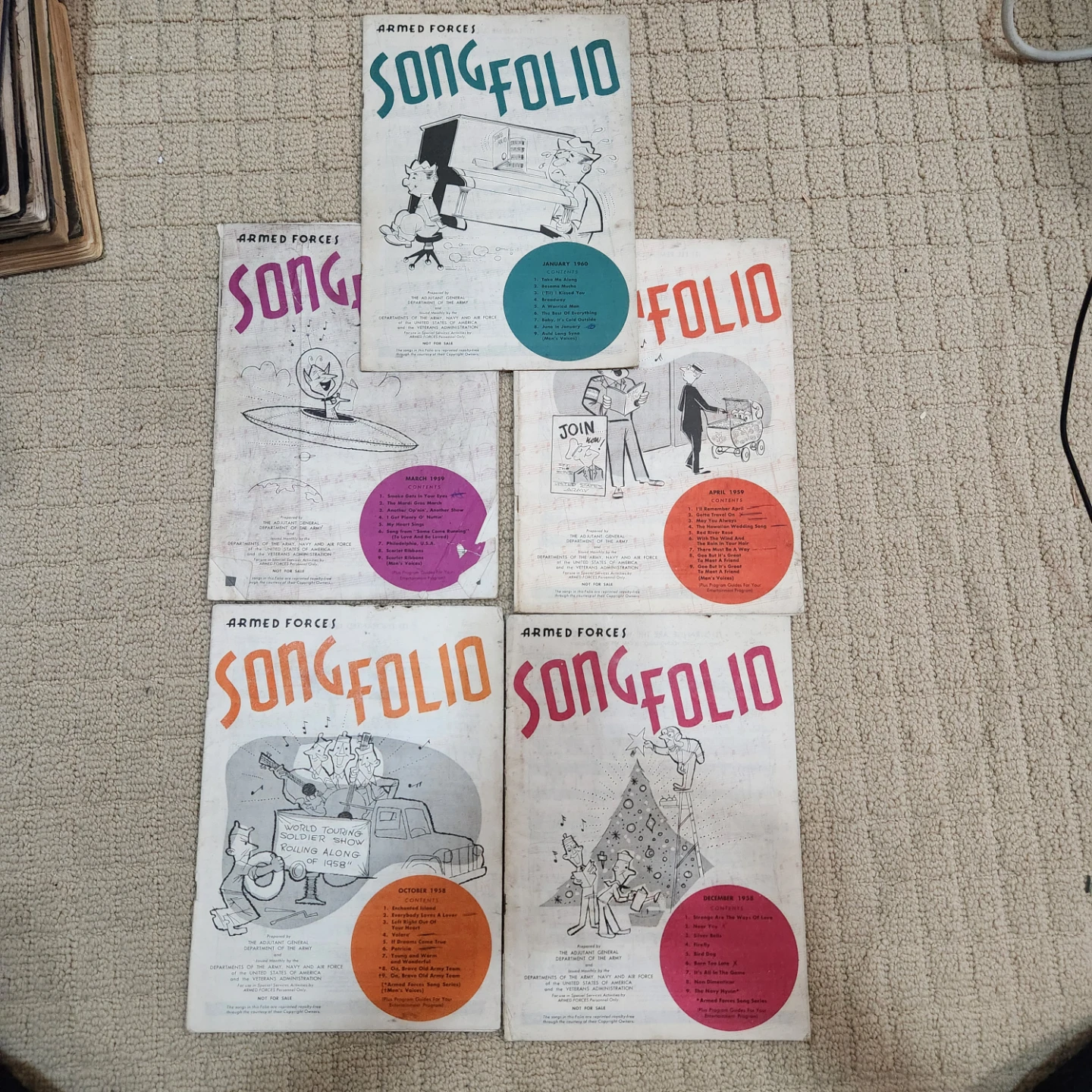 5- Armed Forces Song Folio Magazines (1958-1960)