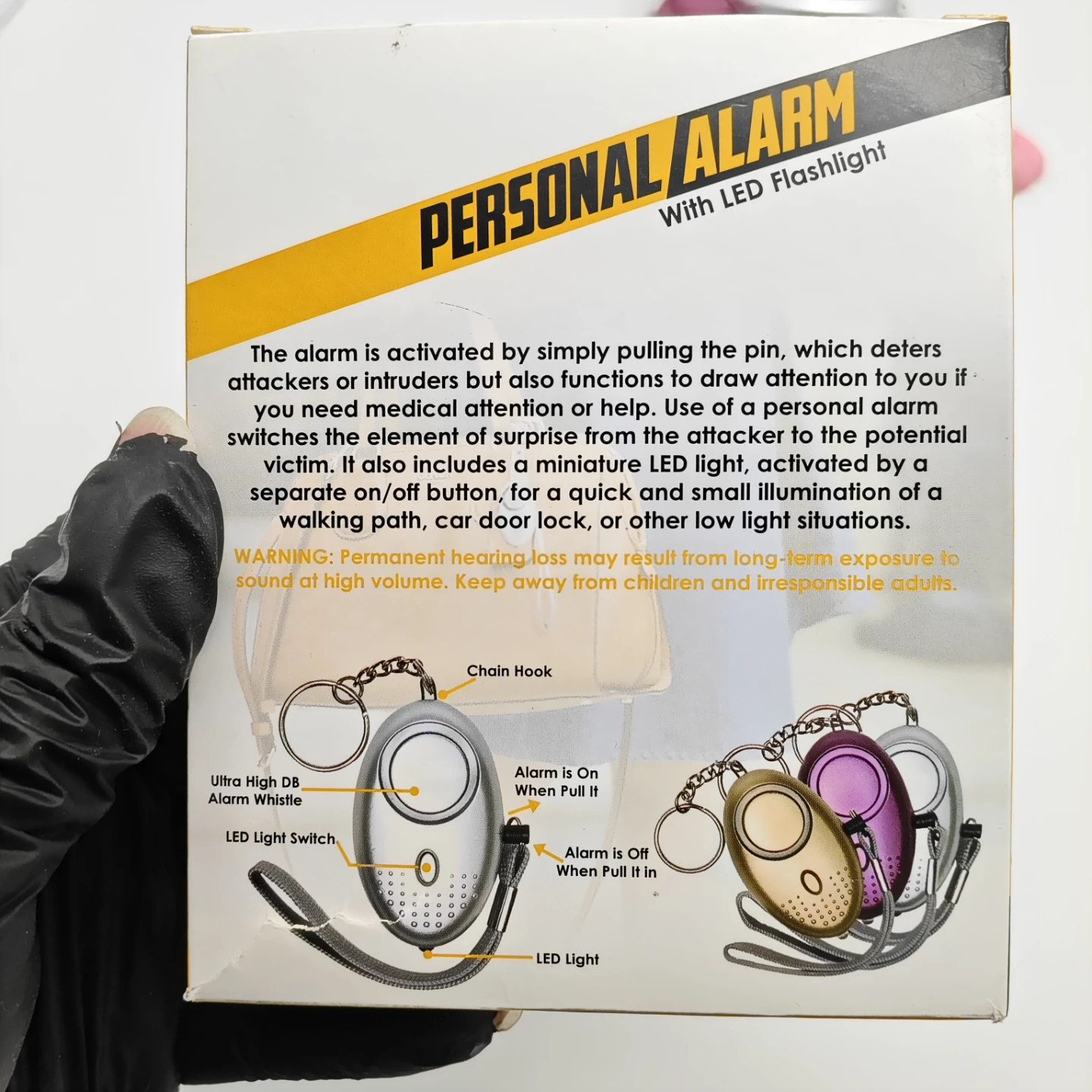 Personal Alarm with LED Flashlight - Pack of 3 - photo 2