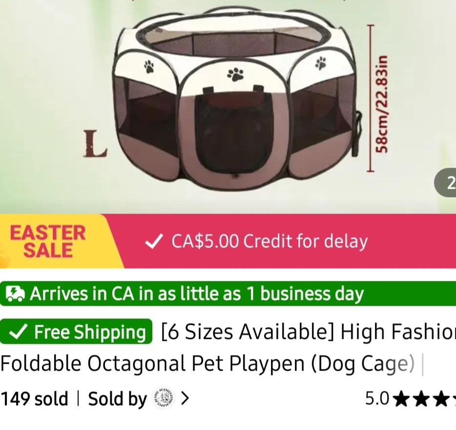 Foldable Octagonal Pet Playpen (Dog Cage) - Large - photo 2