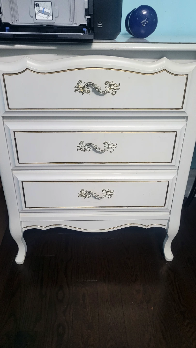 White French Provincial Dresser with Gold Trim