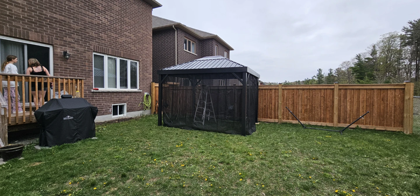 Black Gazebo with Metal Roof and Mosquito Netting - photo 2