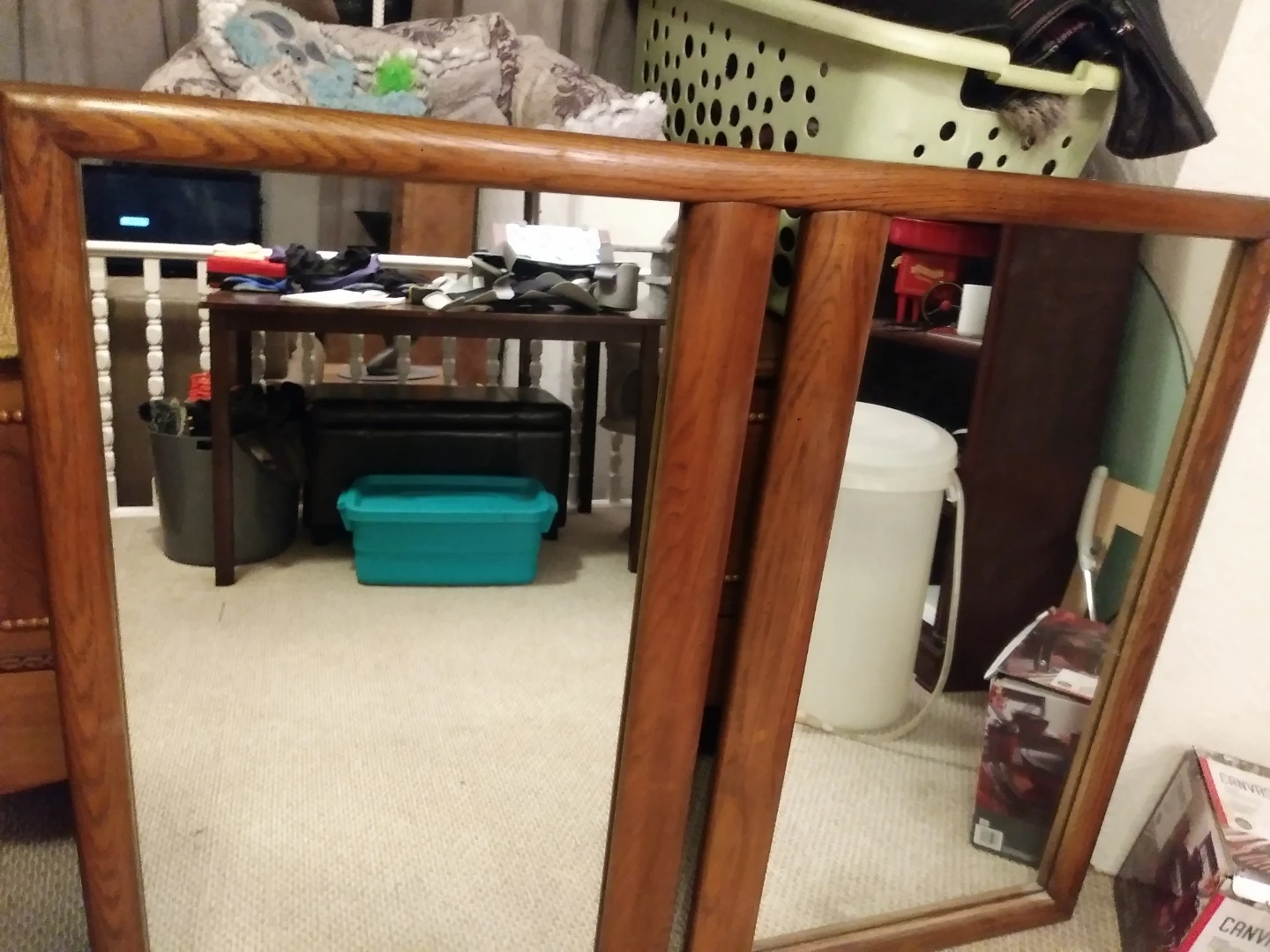 Q1Wooden Framed Double Mirror