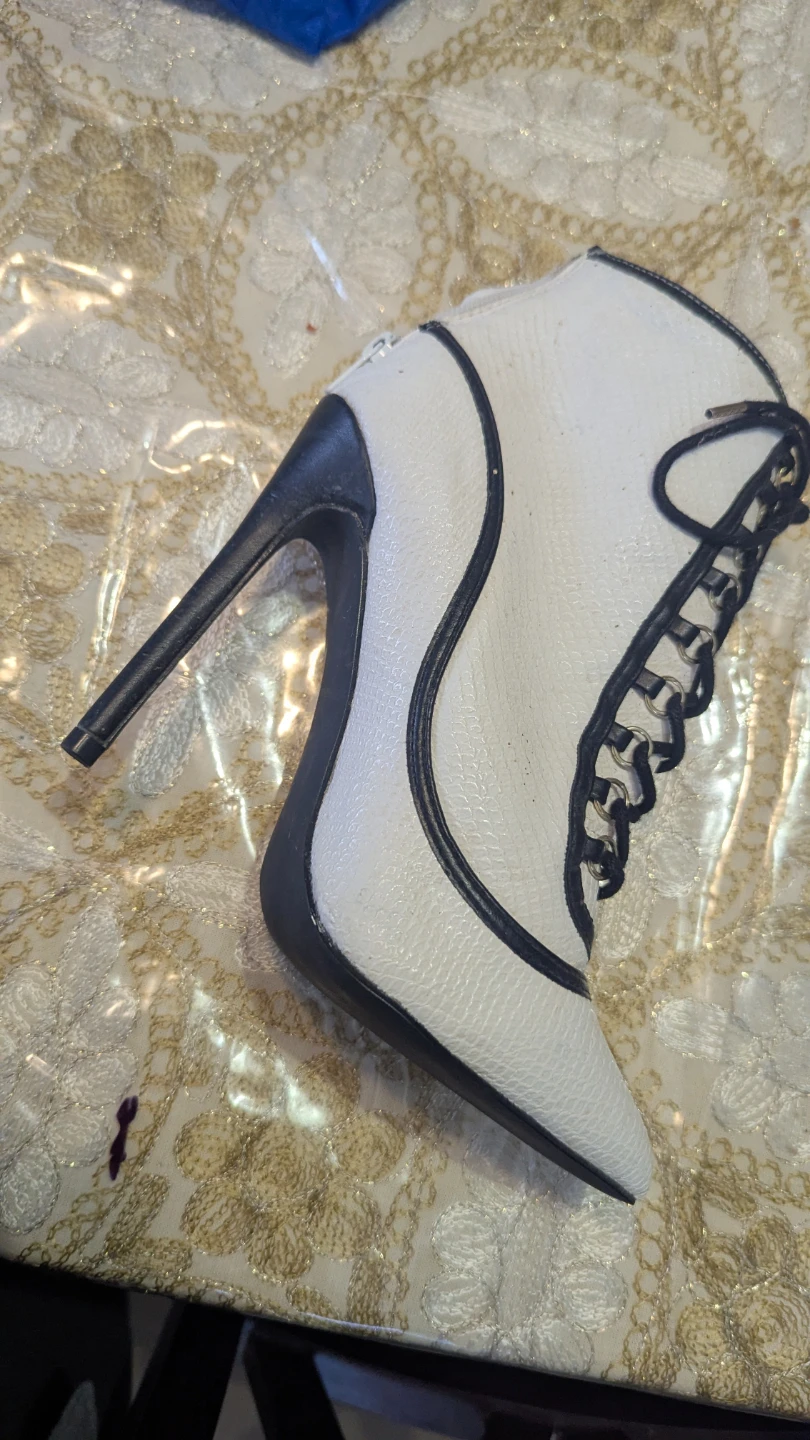 White Lace-Up Stiletto Ankle Boots - photo 2
