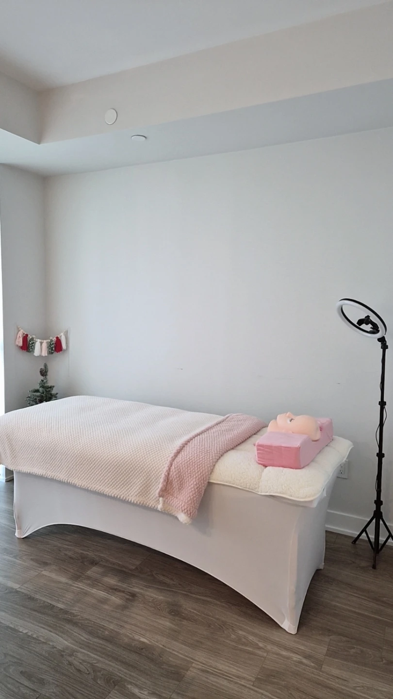 White Massage Table with Ring Light