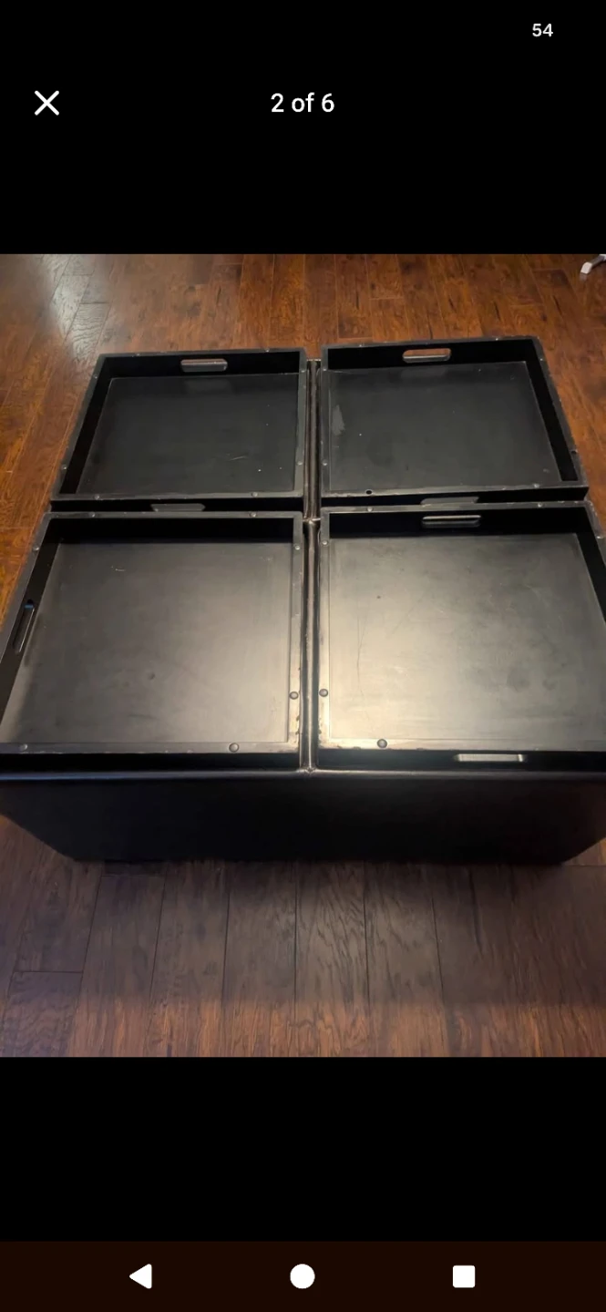 Dark brown storage ottoman with tray tops - photo 3