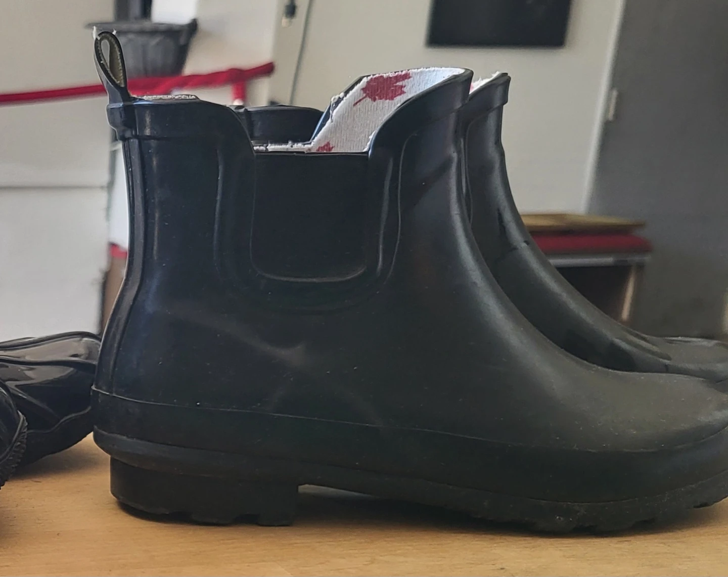 Black Ankle Rain Boots, size 6