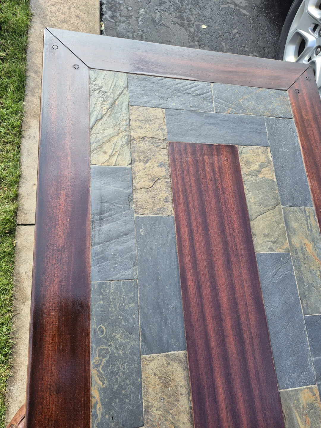 Beautiful Wooden and Slate Coffee Table - photo 3