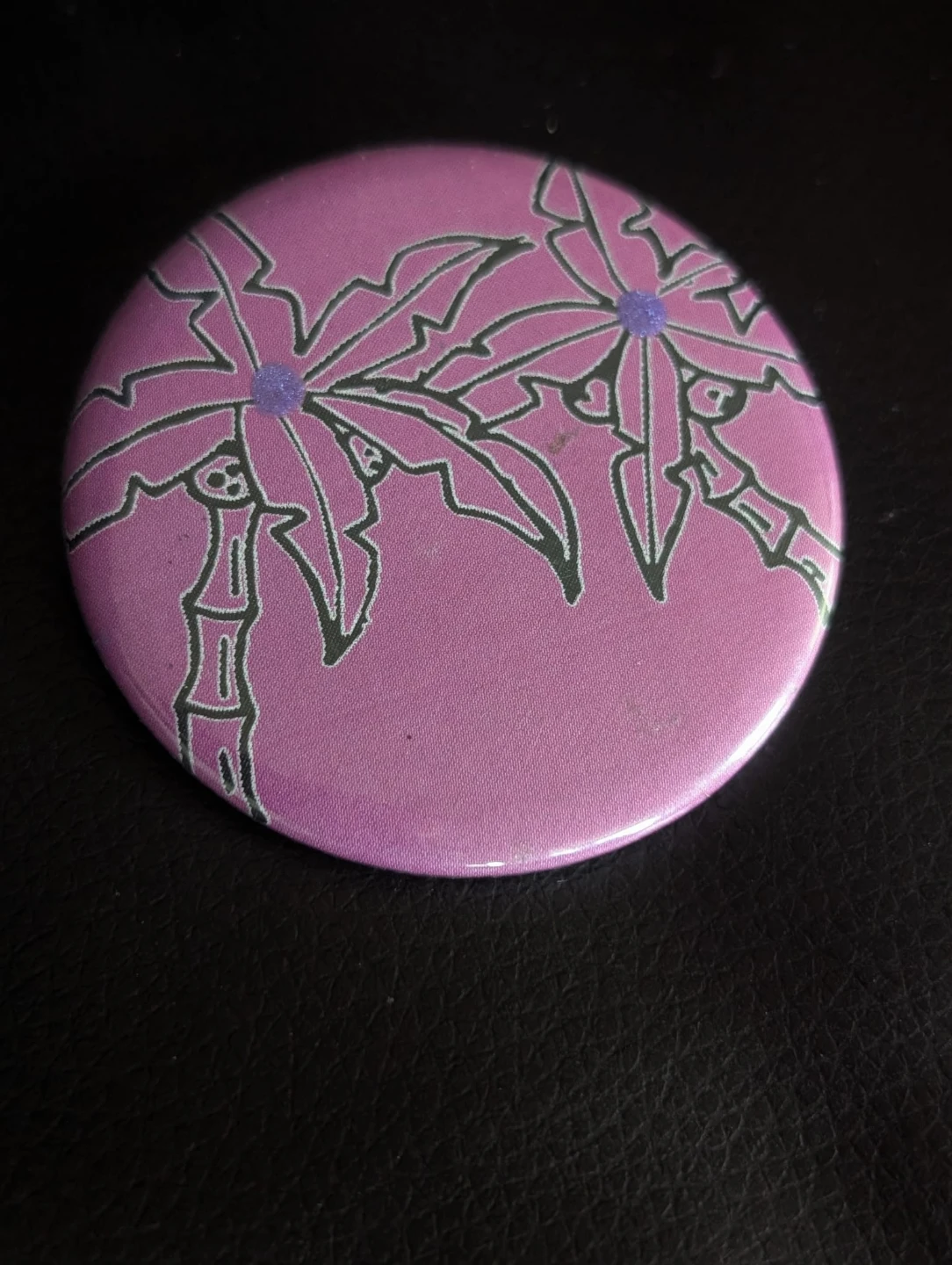 Purple floral  design pinback button