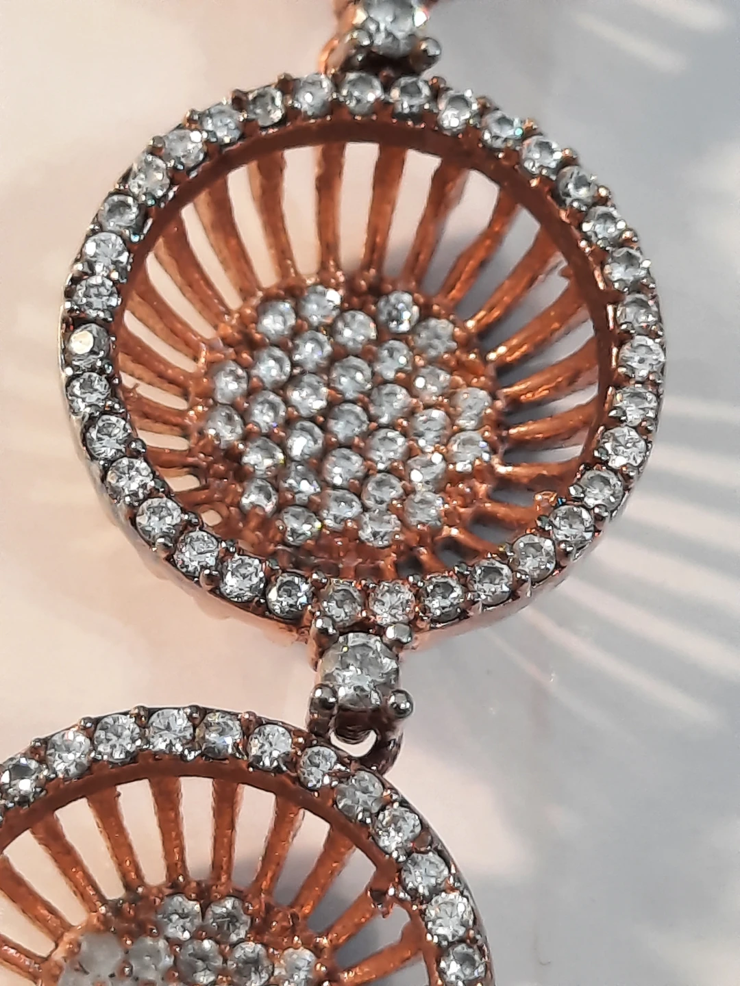 Rose Gold Tone & Crystal Dangle Earrings - photo 4