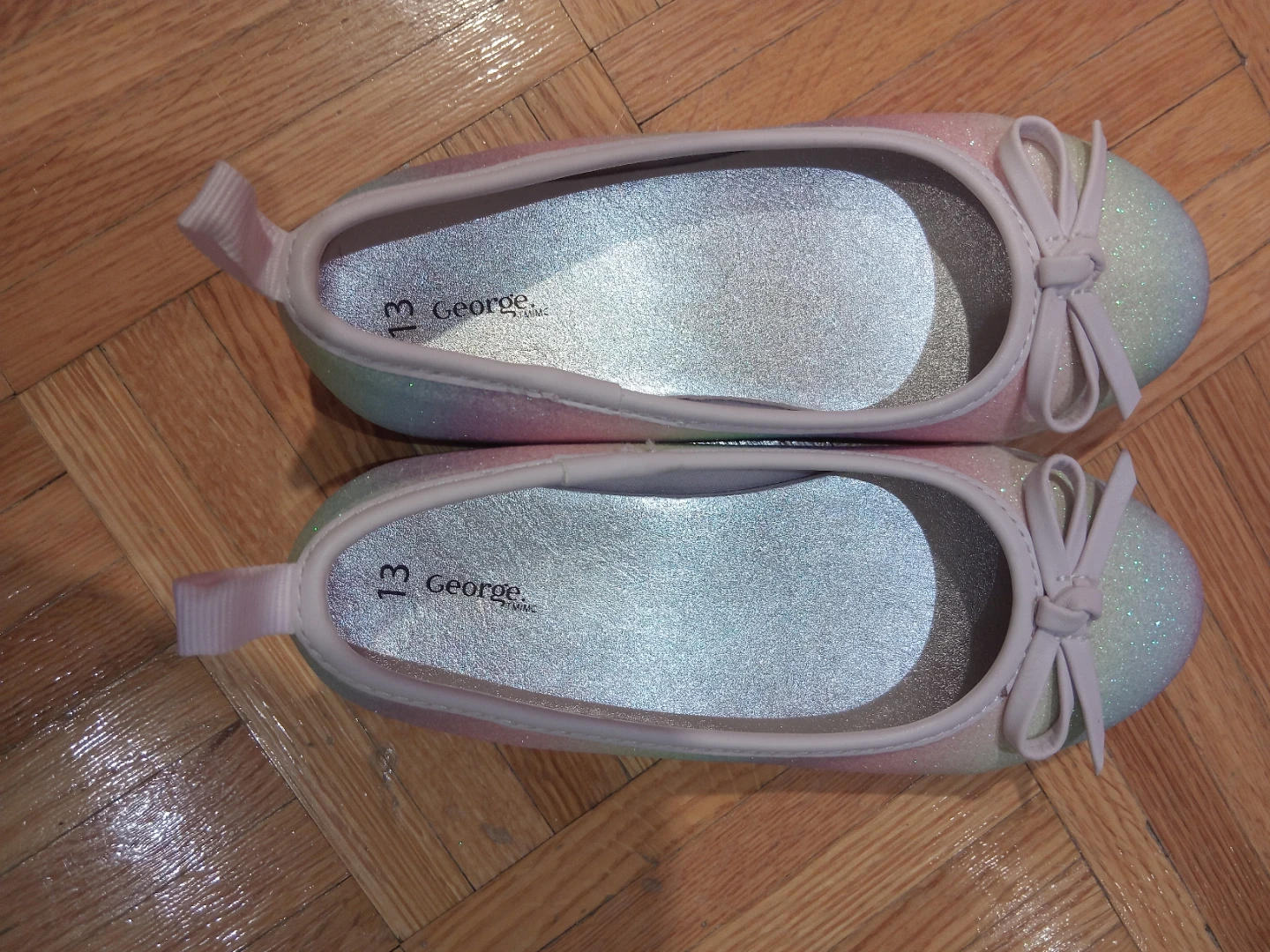 George Kids Glitter Rainbow Ballet Flats Size 13