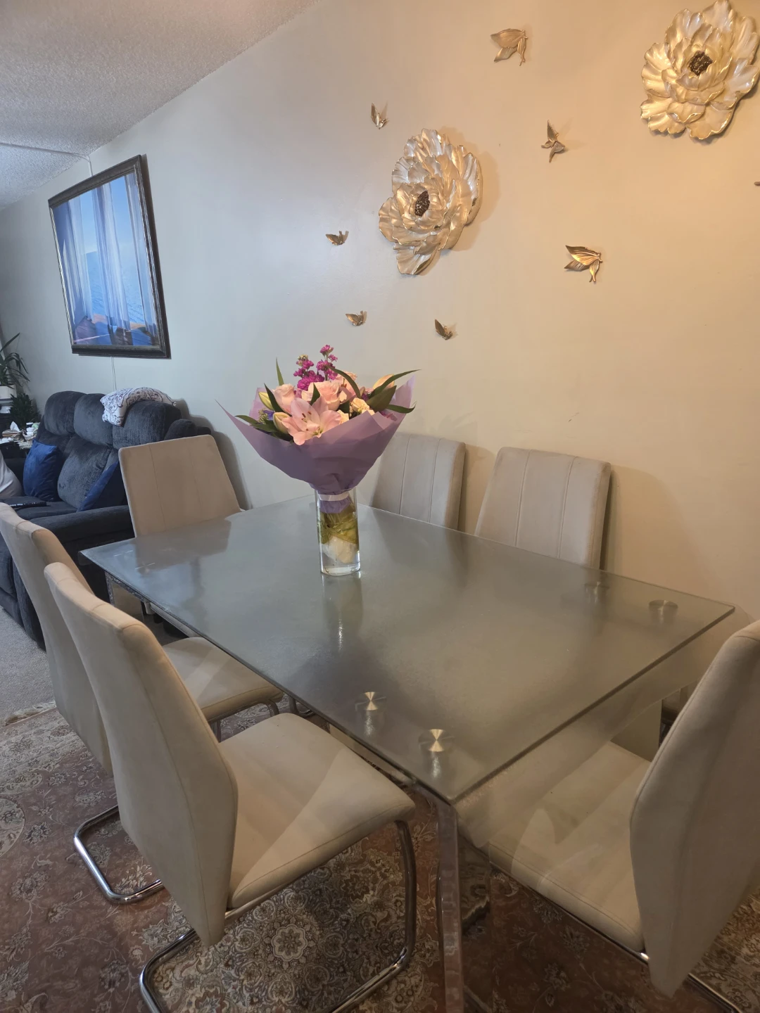 Glass Dining Table with 6 Chairs
