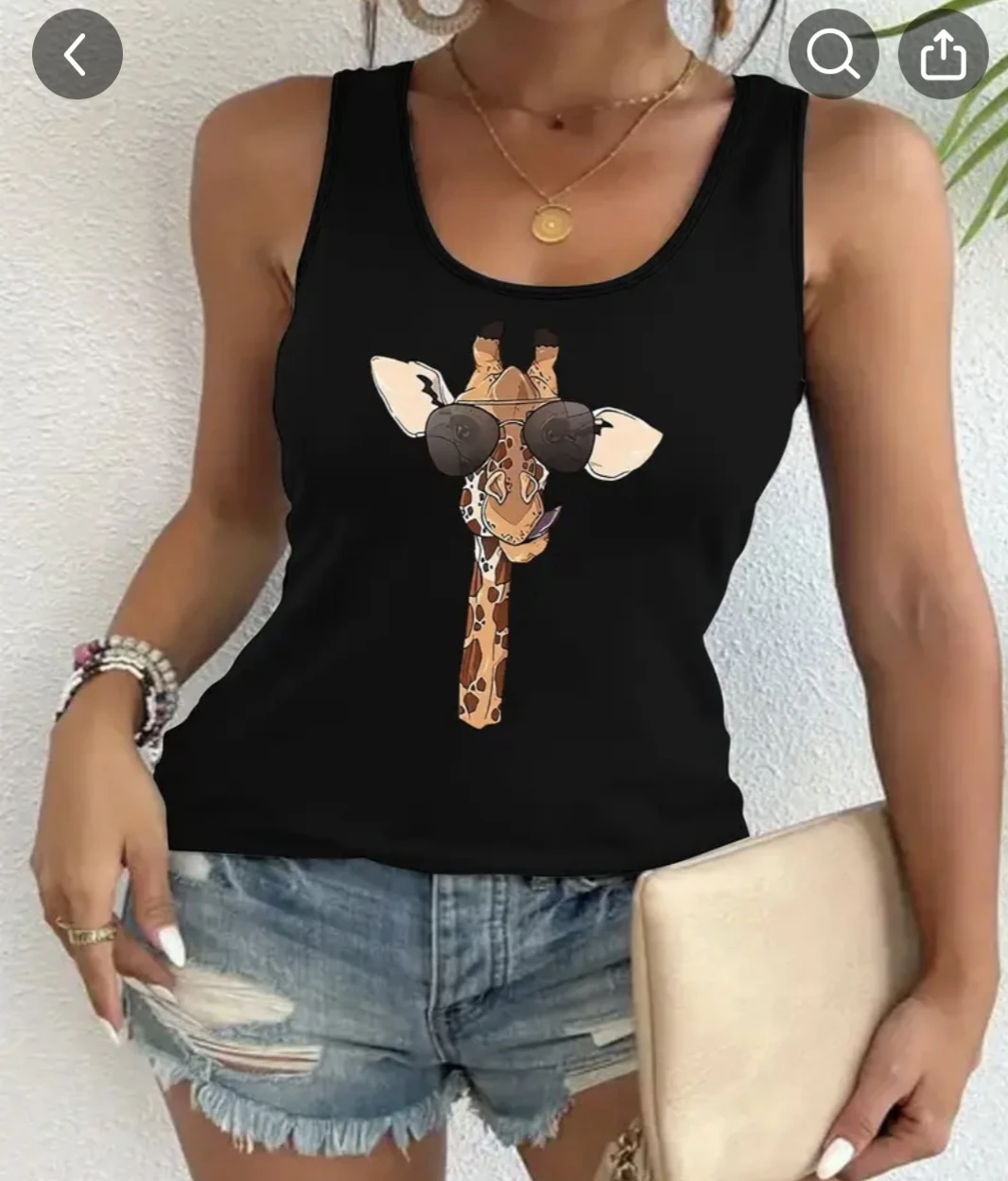 Black Tank Top with Giraffe Graphic - photo 3