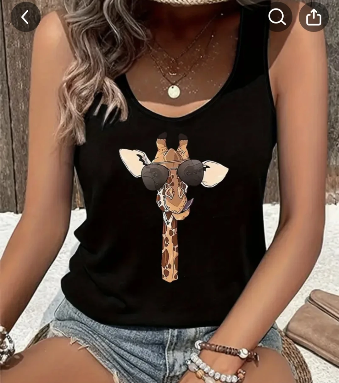 Black Tank Top with Giraffe Graphic - photo 4