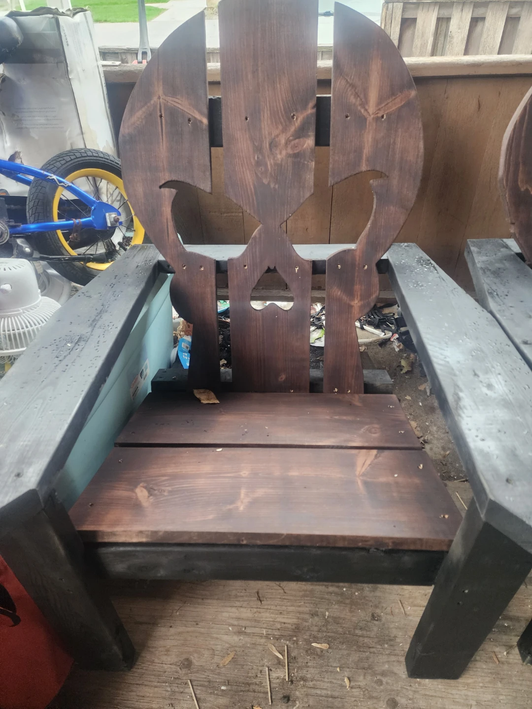 Pair of Wooden Skull Adirondack Chairs - photo 3