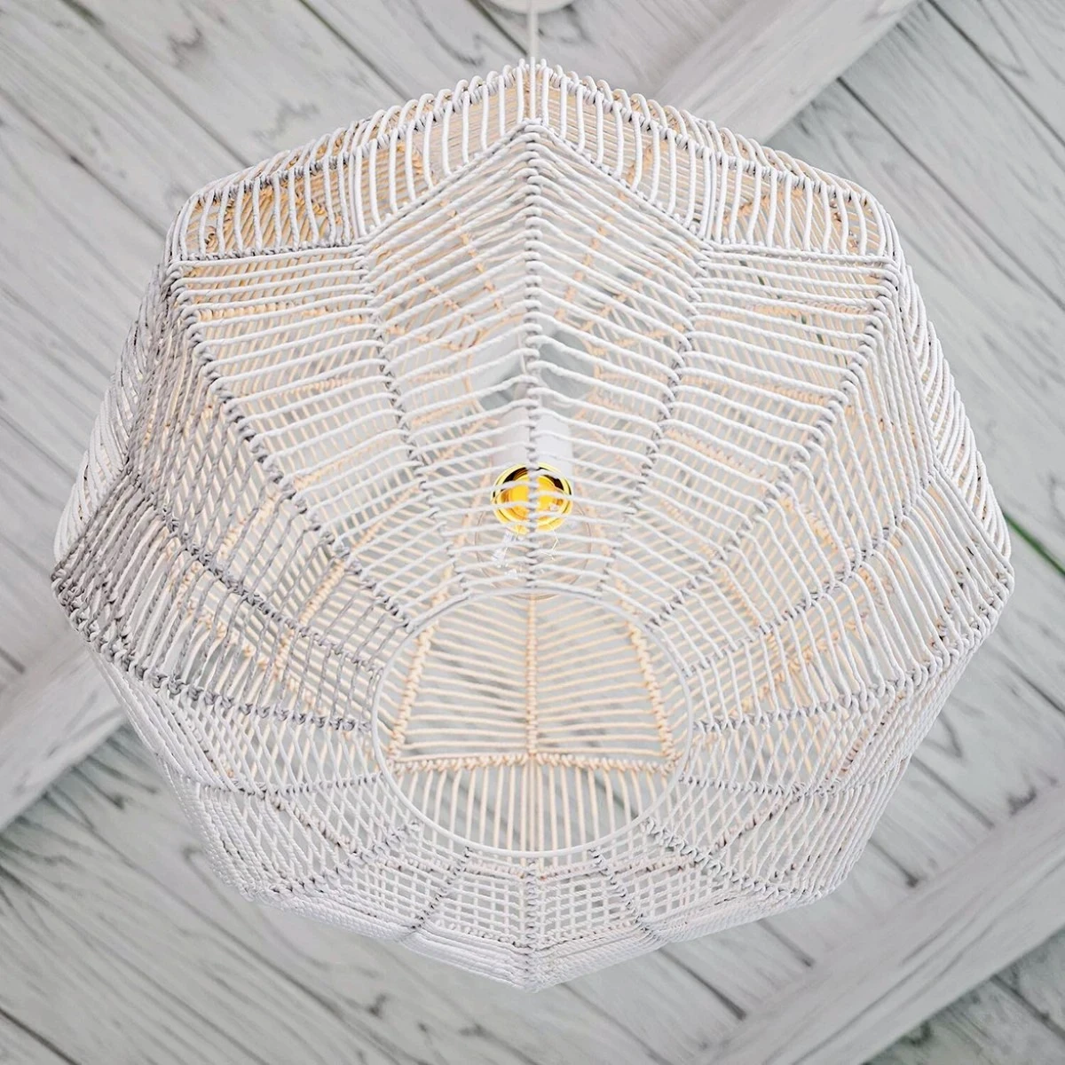 NEW Kenroy Home "Snaggle" Rattan Pendant Light – White - photo 2