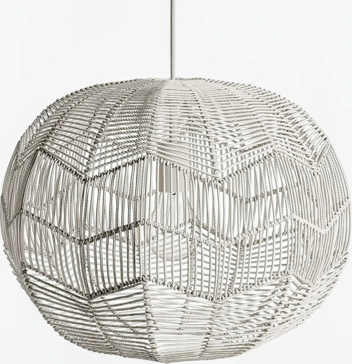 NEW Kenroy Home "Snaggle" Rattan Pendant Light – White - photo 4