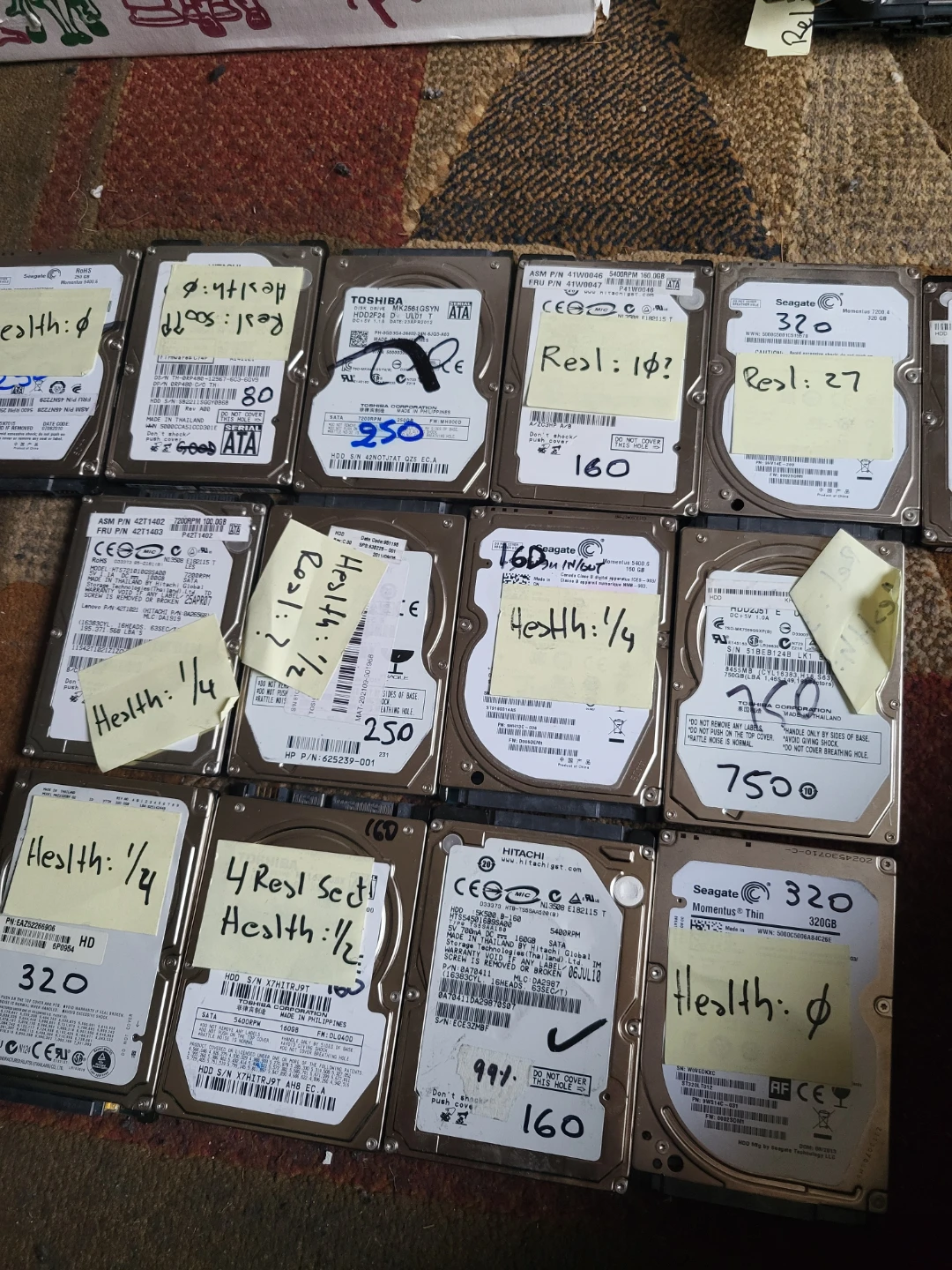 Lot of 6x Seagate 320GB SATA Hard Drives