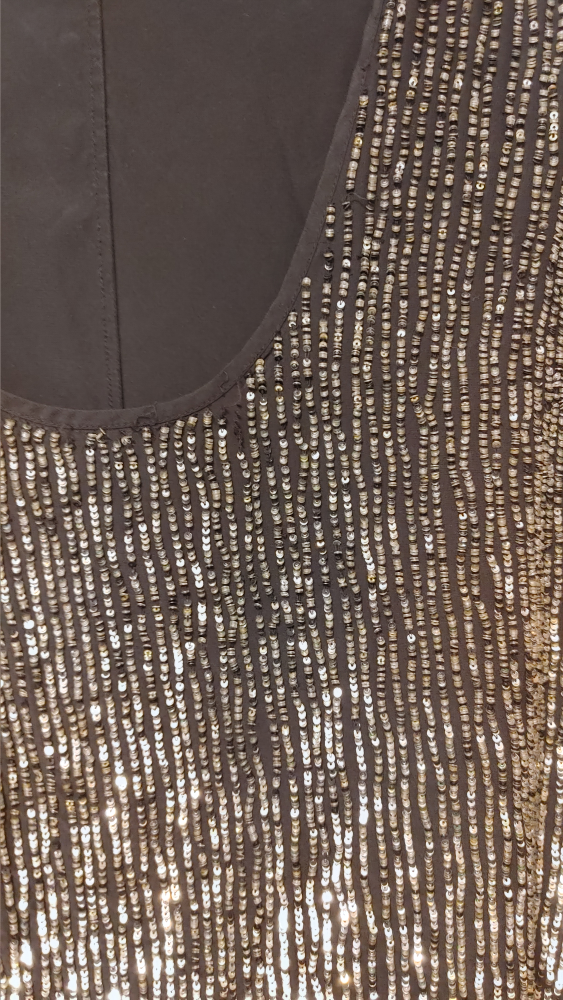 Black Sequin Blouse Top Medium - photo 3