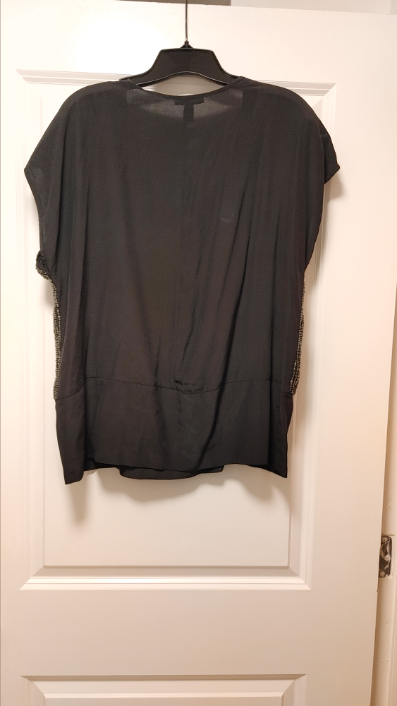 Black Sequin Blouse Top Medium - photo 5
