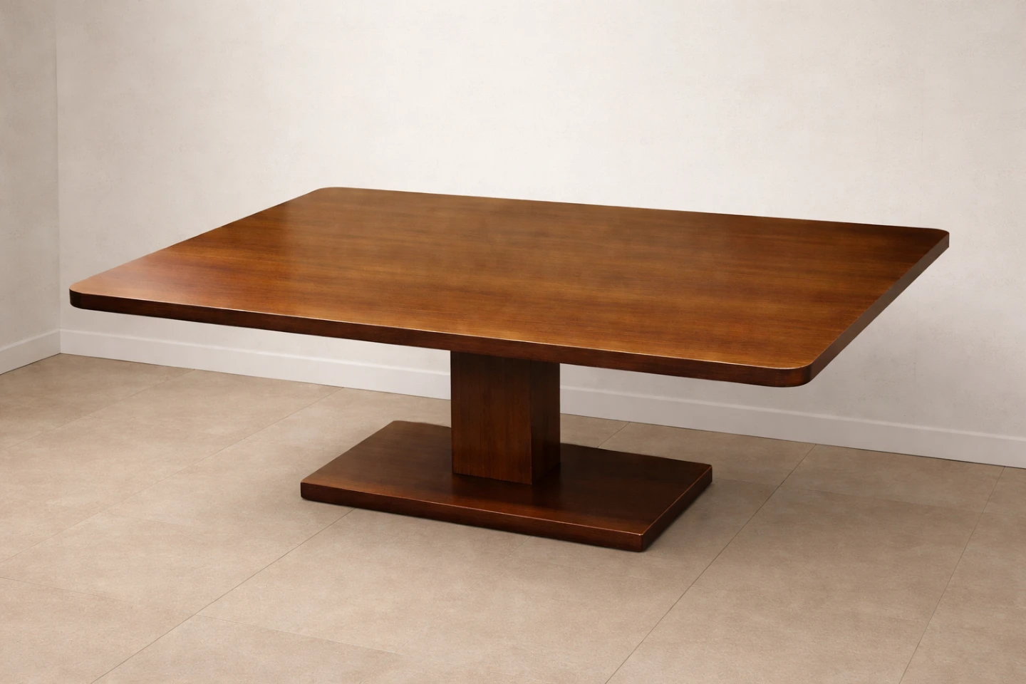 Wooden Dining Table with Pedestal Base
