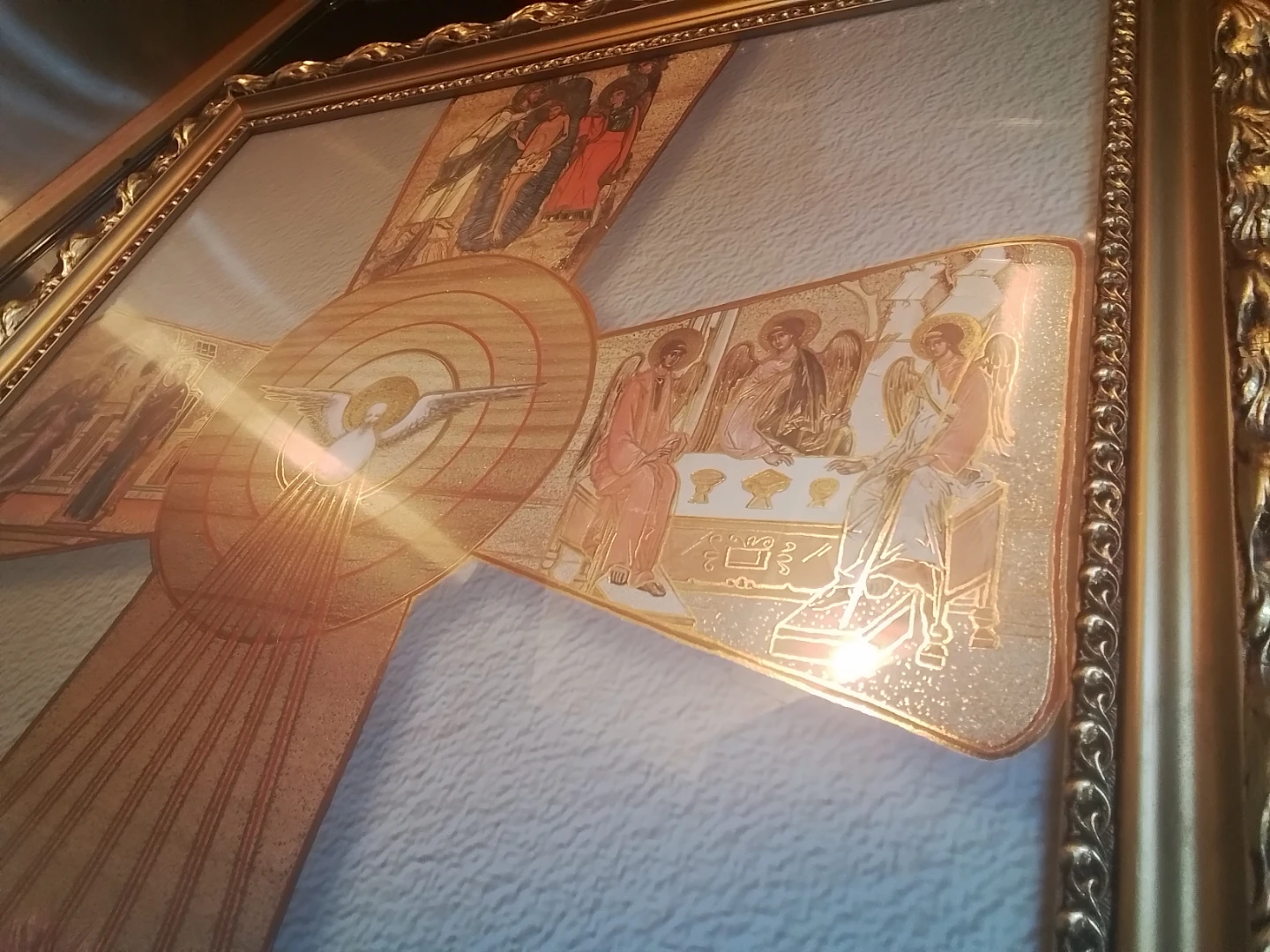 The Life of Christ Holy Spirit Cross Scene Print Framed - photo 3