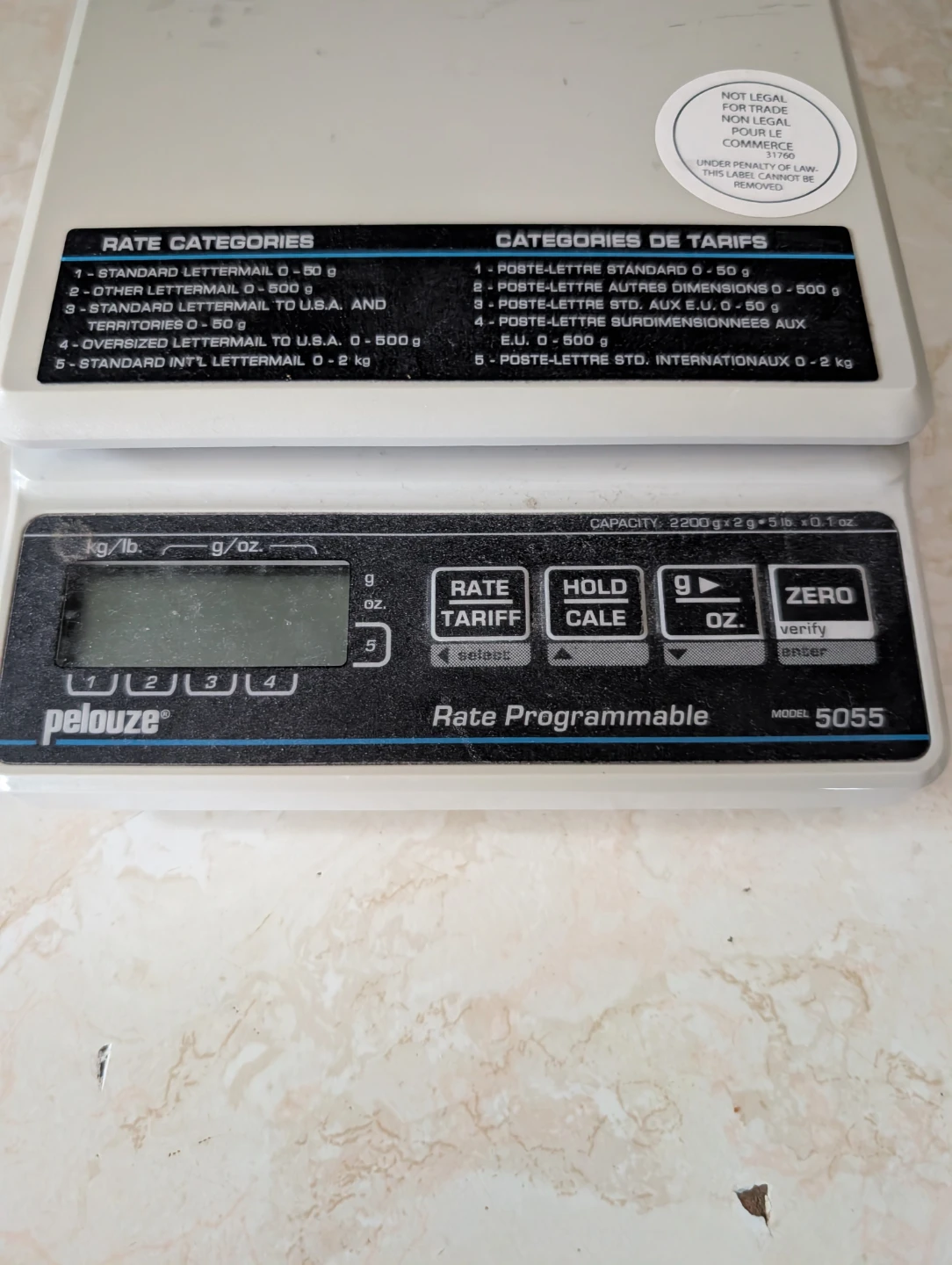 Pelouze 5055 Rate Programmable Digital Postal Scale