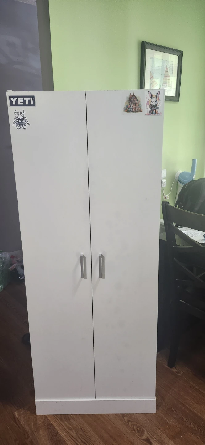 White Storage Cabinet with Double Doors