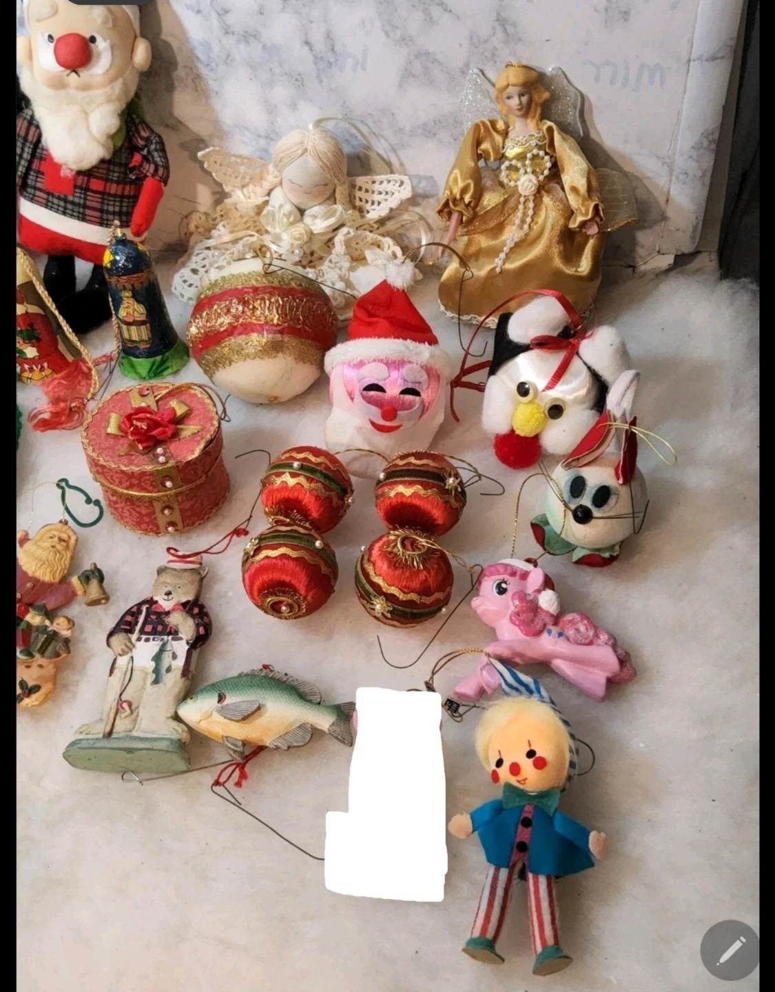 VTG 1950s Christmas Santa Figure Ornaments  Angel  Elf Bells - photo 3