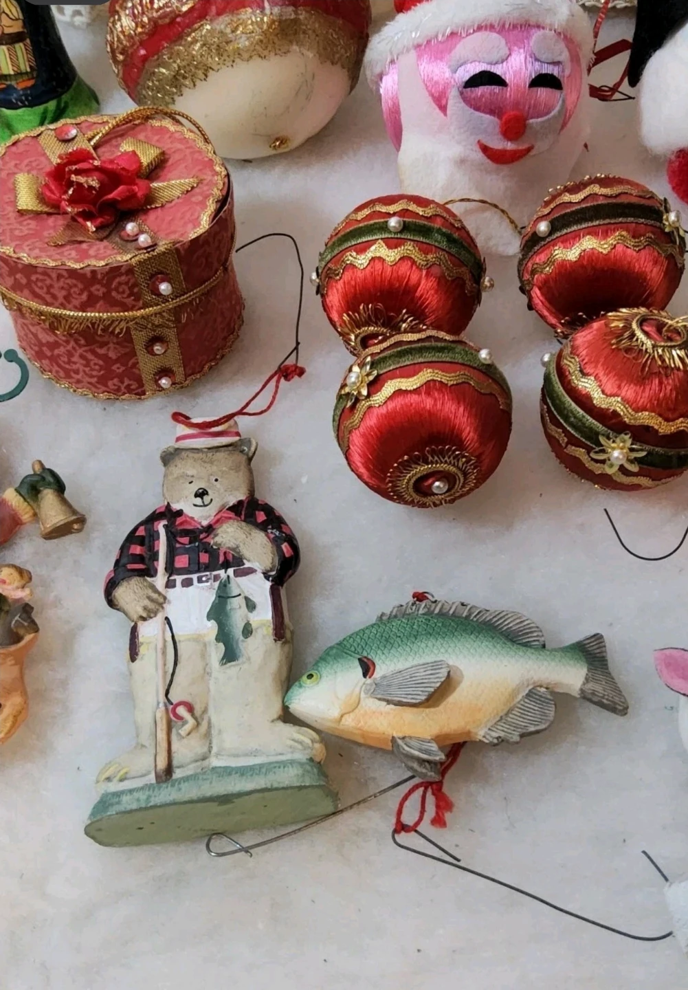 VTG 1950s Christmas Santa Figure Ornaments  Angel  Elf Bells - photo 5