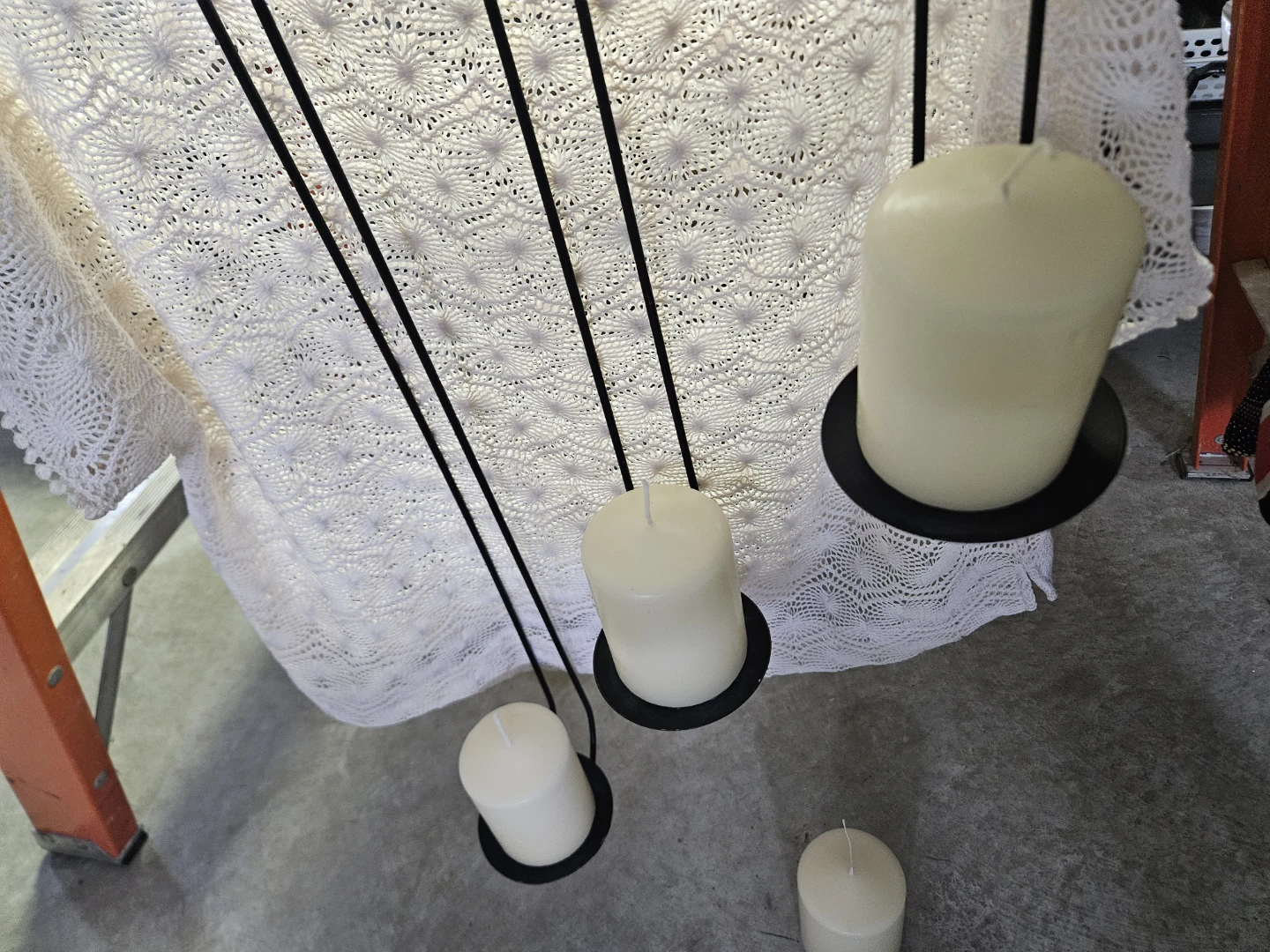 3 hanging pillar candles and holders - photo 3