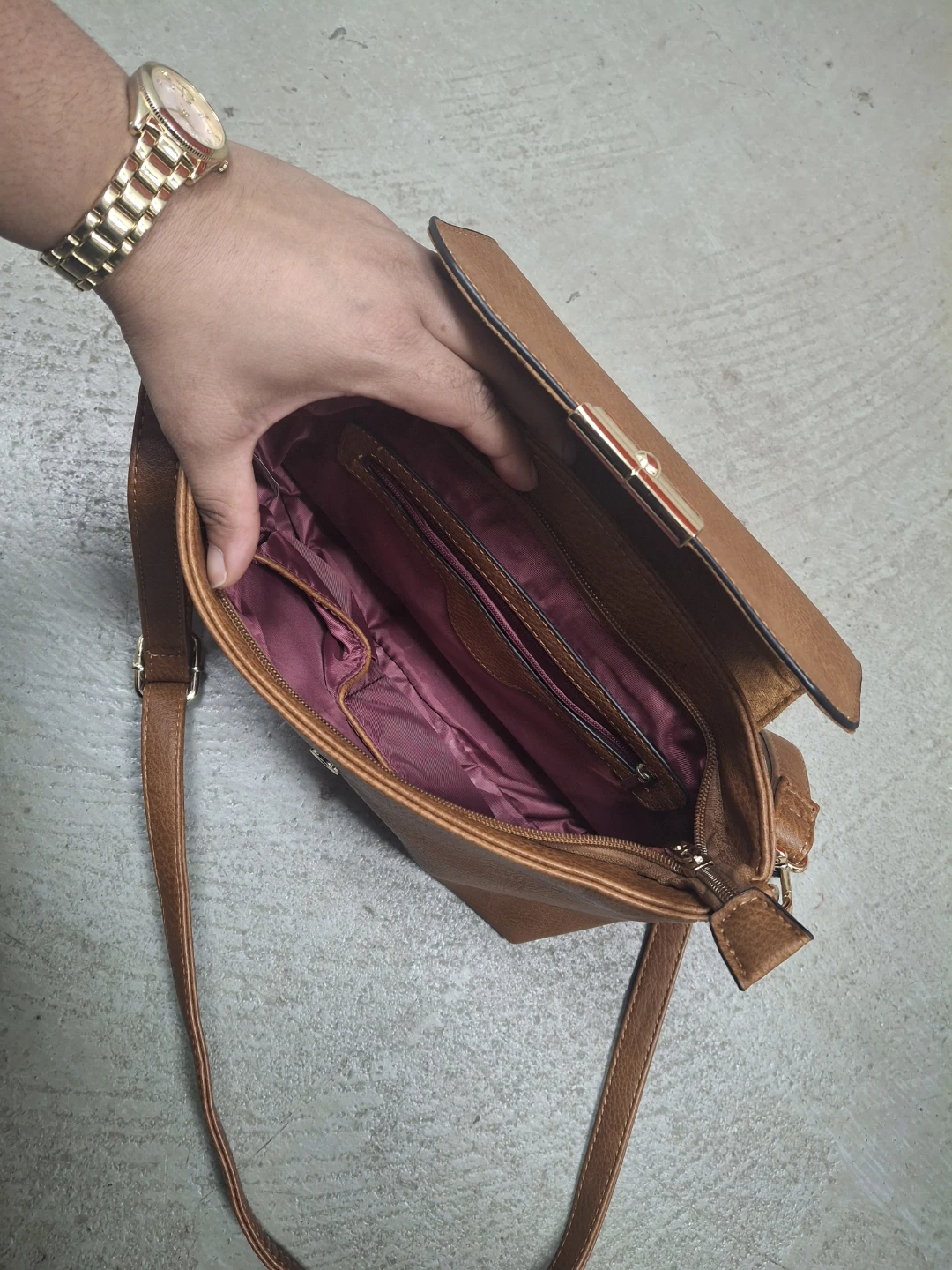 Brown Faux Leather Crossbody Purse - photo 4