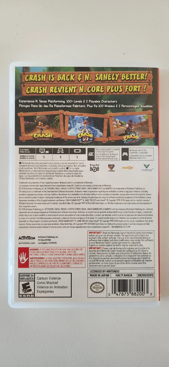 Crash Bandicoot N. Sane Trilogy Nintendo Switch Game - photo 4