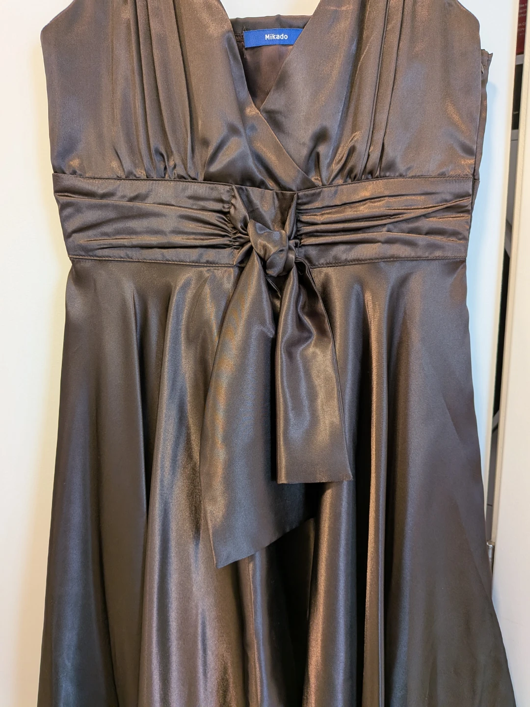 Mikado Women's Brown Satin Party Dress - Size S - photo 2