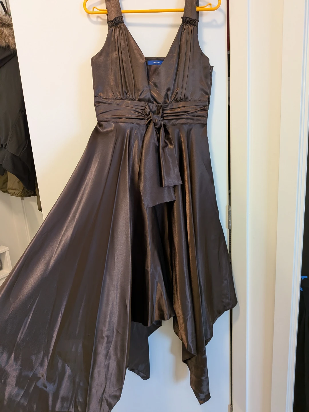 Mikado Women's Brown Satin Party Dress - Size S - photo 3
